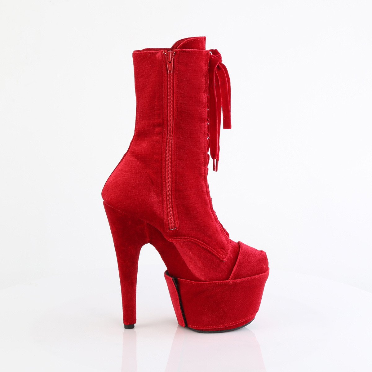 Pleaser Adore-1045VEL R/M - Red High-Platform Ankle Boots