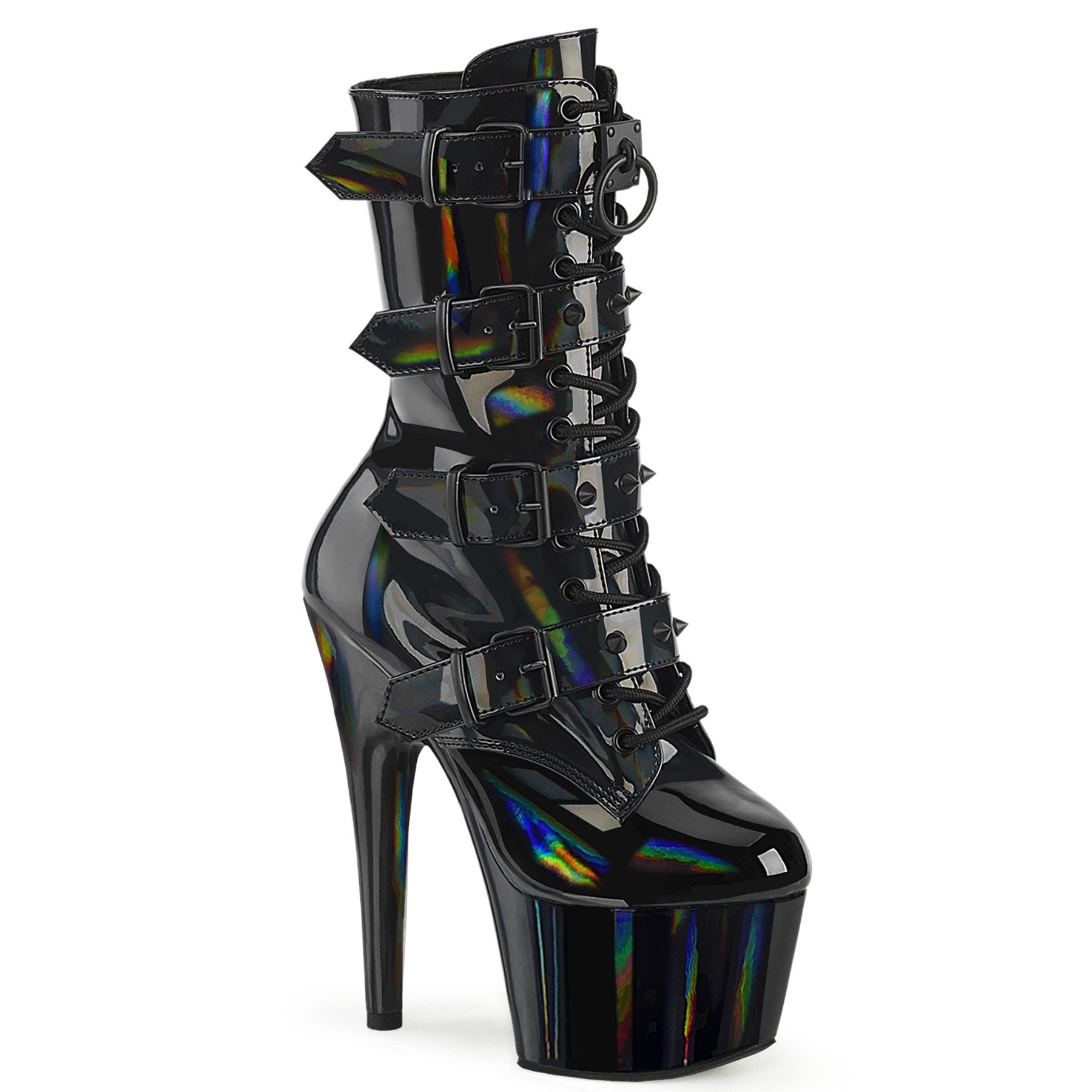 Pleaser Adore-1046 BHG/M - Shiny Black High-Platform Ankle Boots
