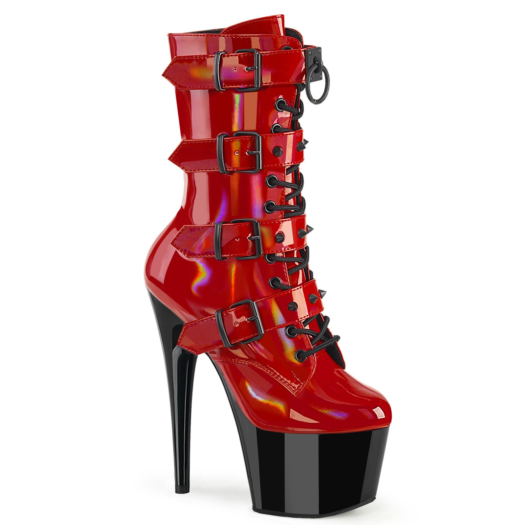 Pleaser Adore-1046TT RHG/B - Shiny Red High-Platform Ankle Boots
