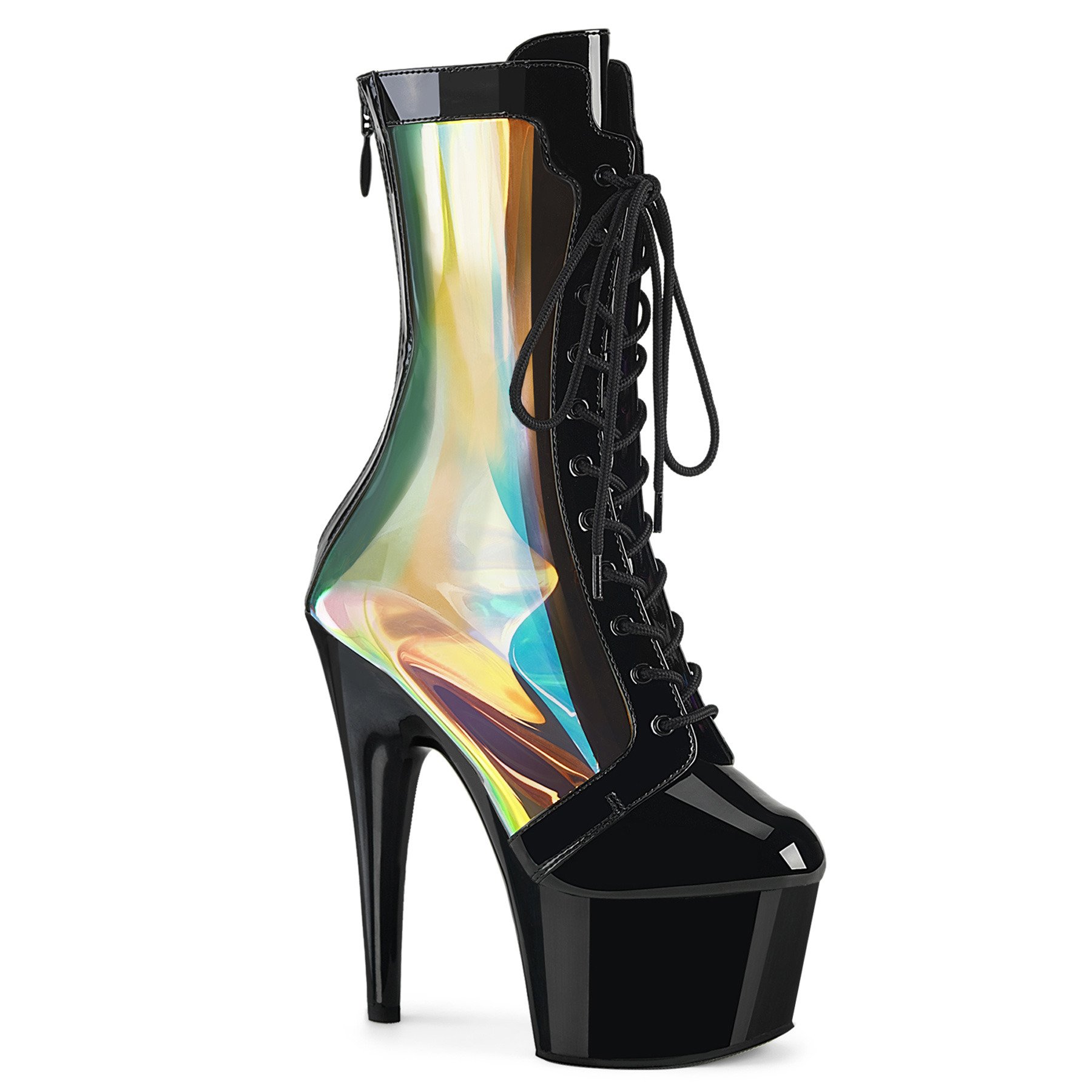 Pleaser Adore-1047 BPT-HG/B - Shiny Black High-Platform Ankle Boots