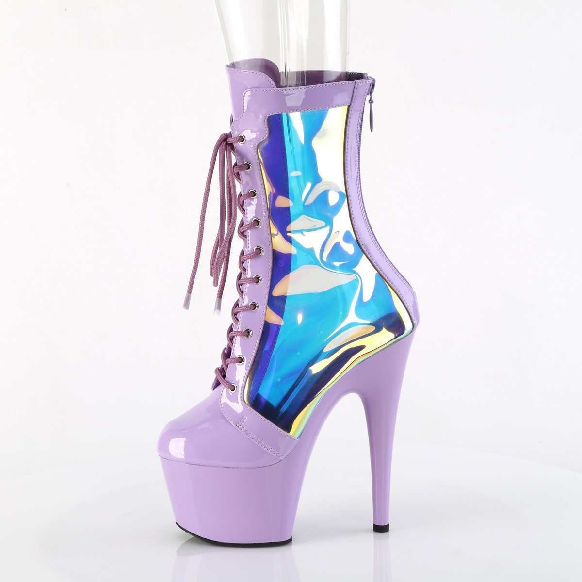 Pleaser Adore-1047 LVPT-HG/LV - Shiny Violet High-Platform Ankle Boots