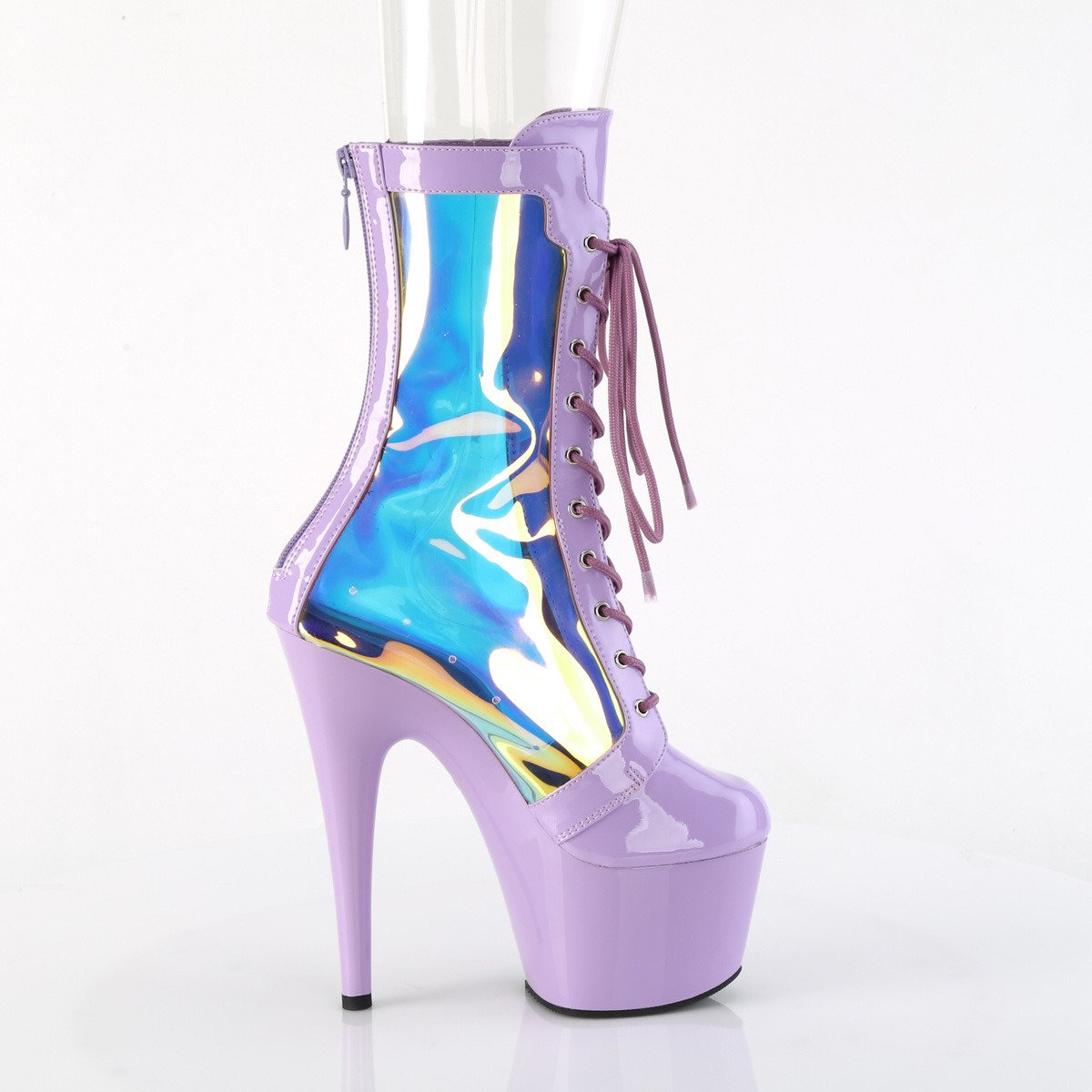 Pleaser Adore-1047 LVPT-HG/LV - Shiny Violet High-Platform Ankle Boots