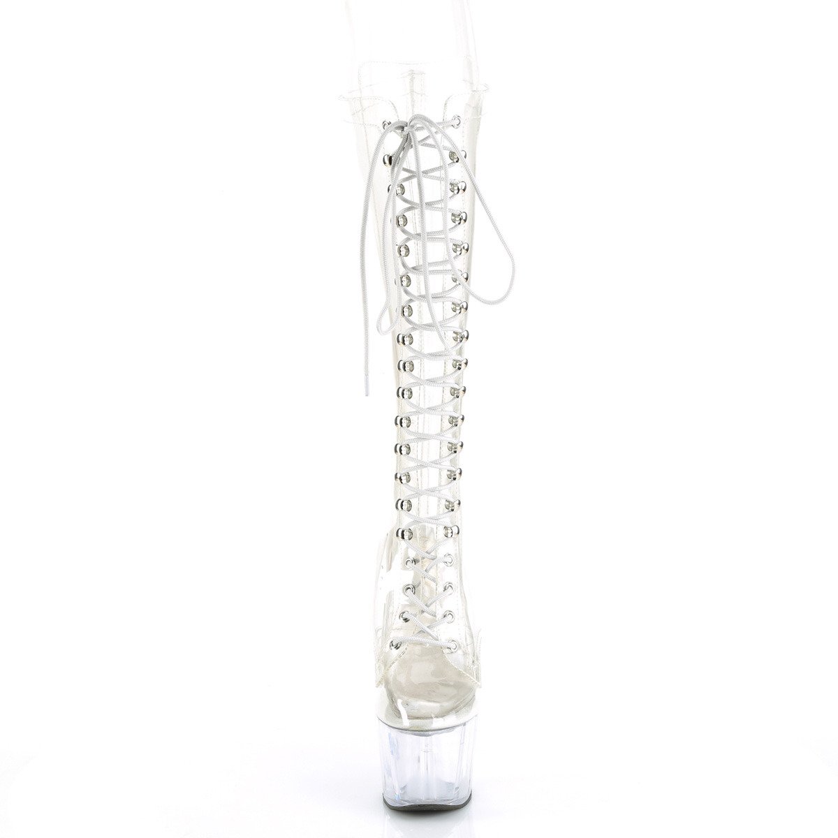 Pleaser Adore-2020C C/M - Clear High-Platform Knee High Boots