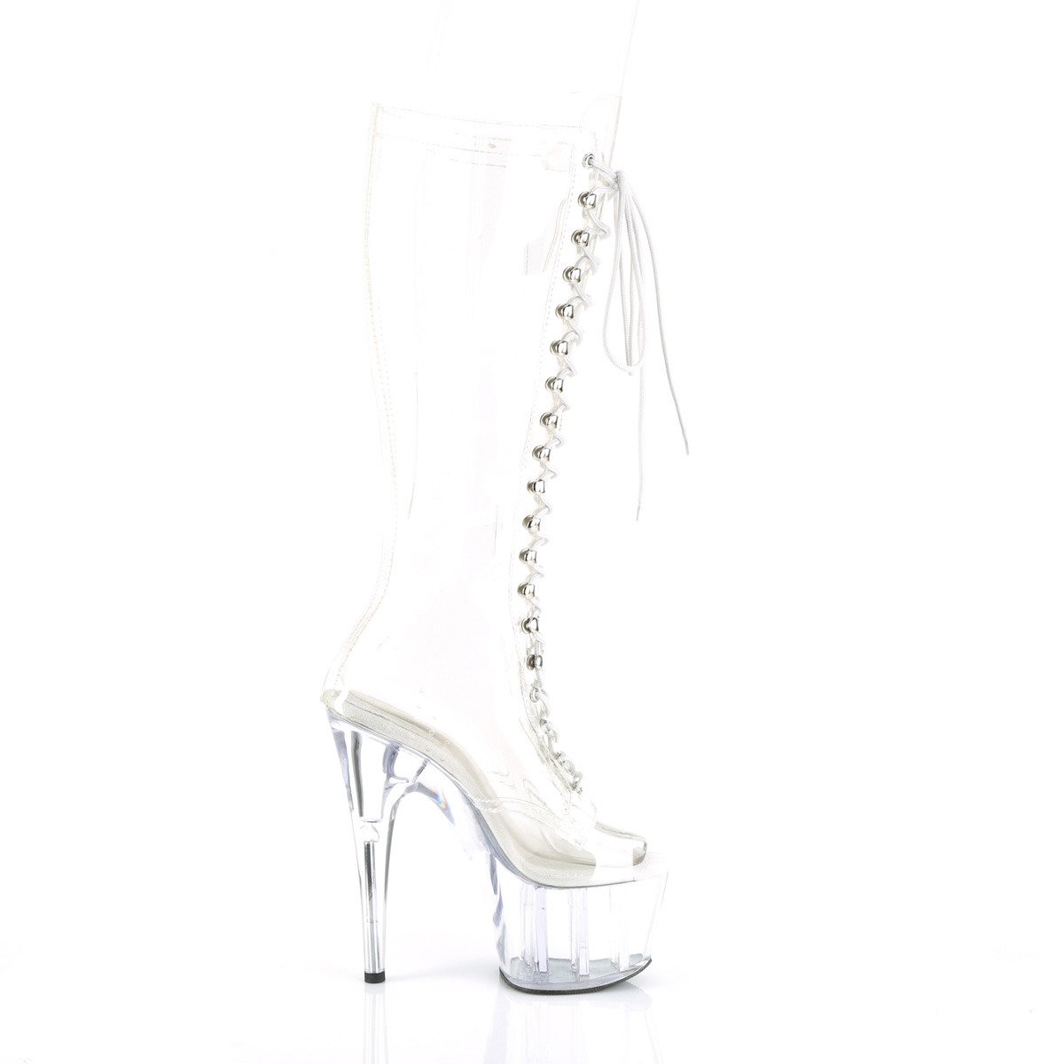 Pleaser Adore-2021C C/M - Clear High-Platform Peep Toe Boots