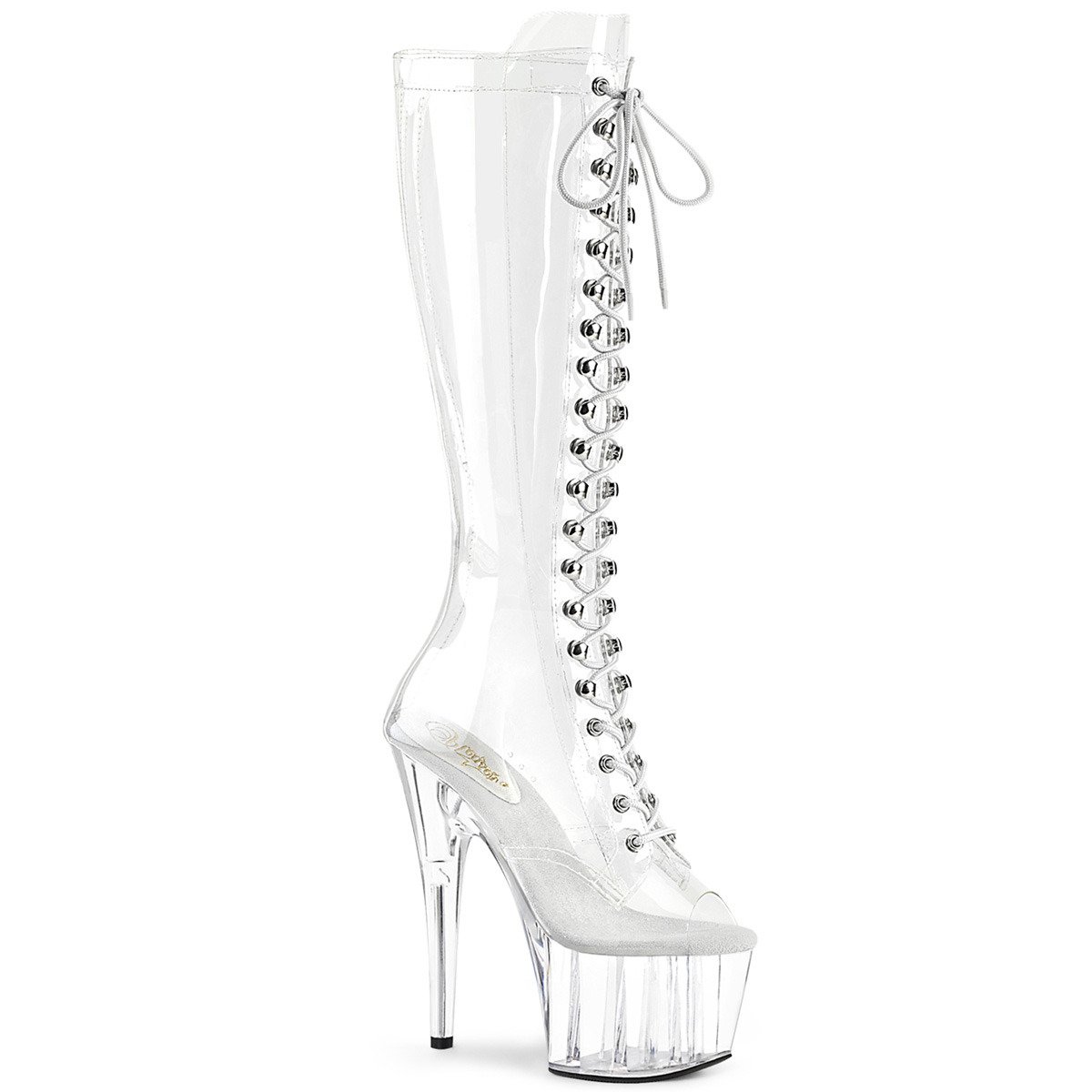 Pleaser Adore-2021C C/M - Clear High-Platform Peep Toe Boots