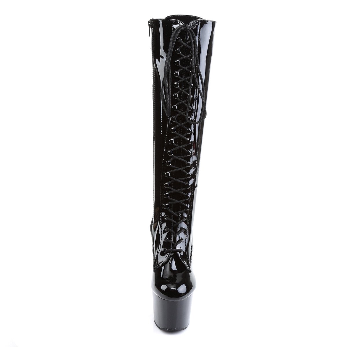 Pleaser Adore-2023 B/M - Shiny Black High-Platform Knee High Boots