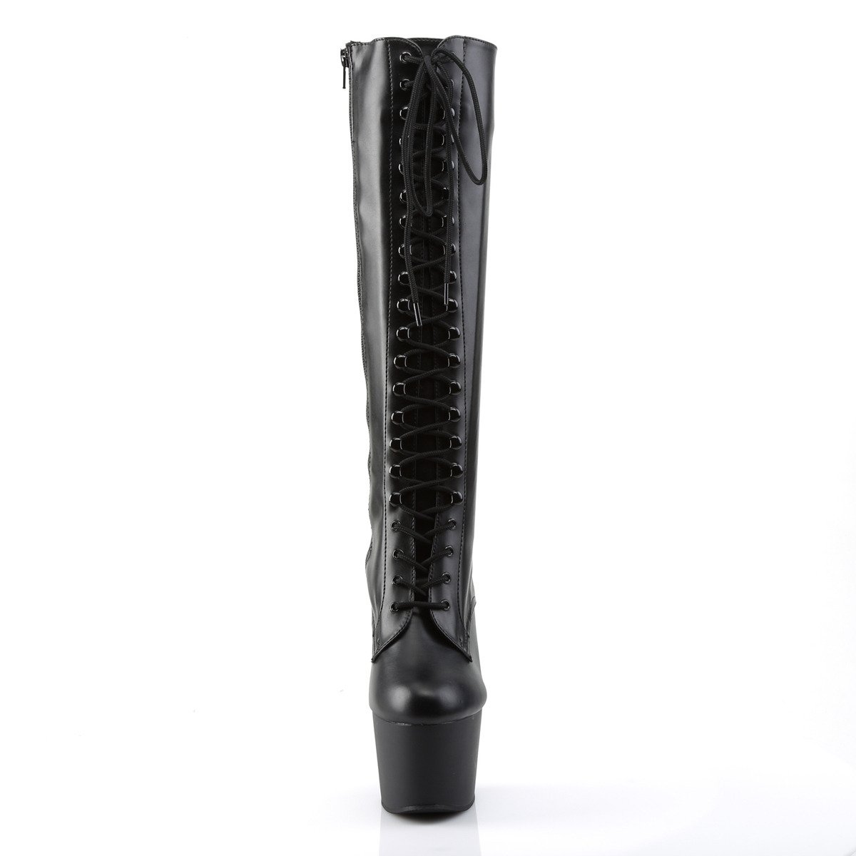 Pleaser Adore-2023 B/PU - Black High-Platform Knee High Boots