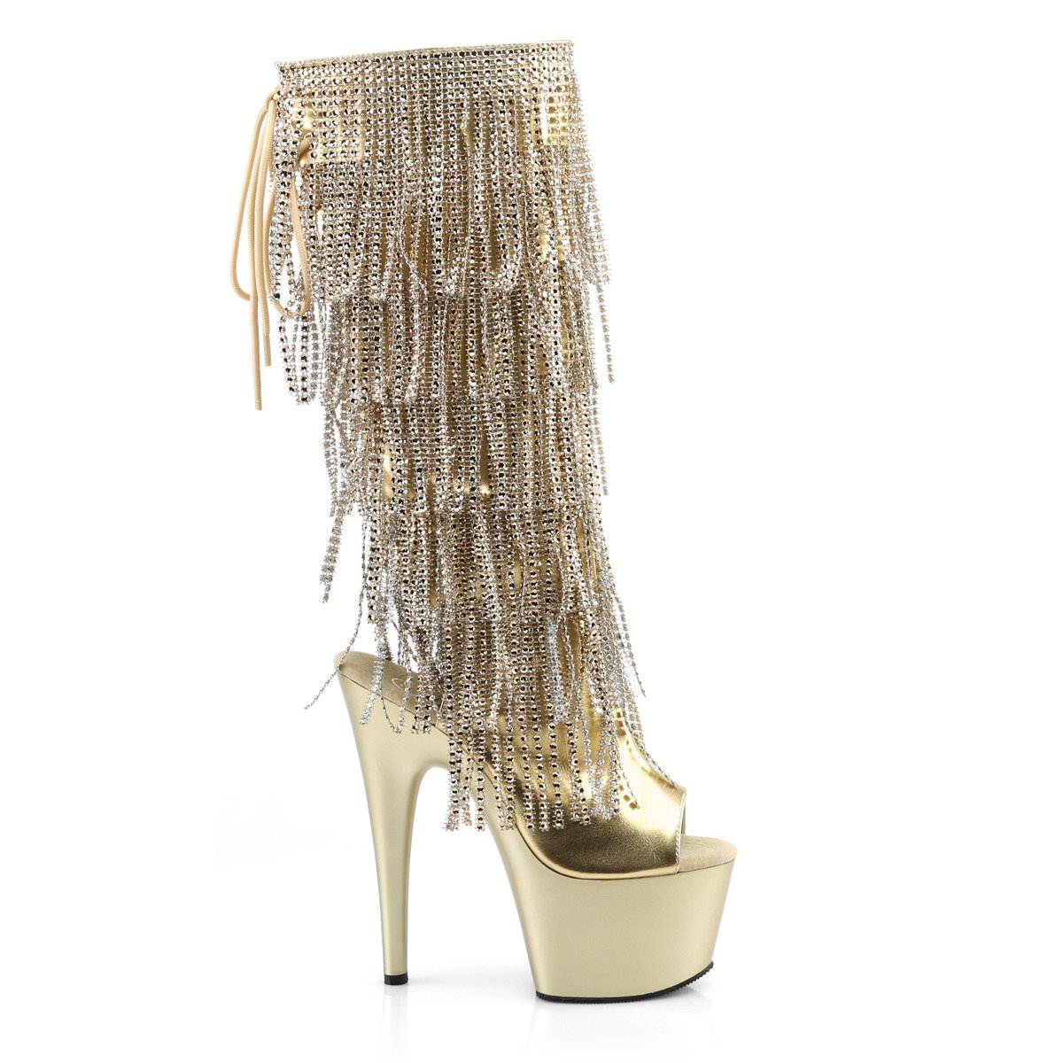 Pleaser Adore-2024RSF GMPU/M - Gold High-Platform Peep Toe Boots