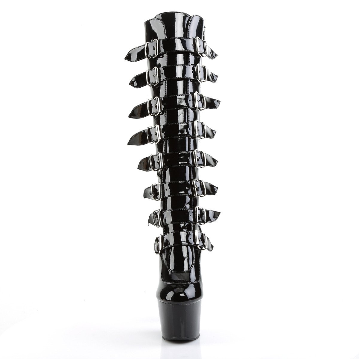 Pleaser Adore-2043 B/M - Shiny Black High-Platform Knee High Boots