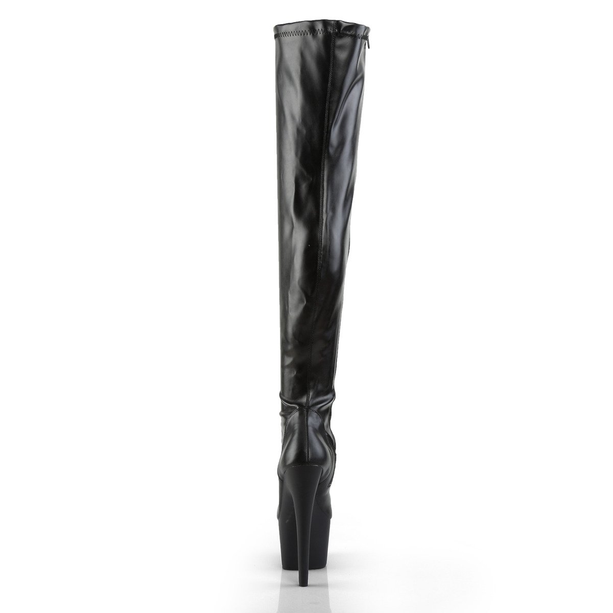 Pleaser Adore-3000 B/PU - Black High-Platform Thigh High Boots