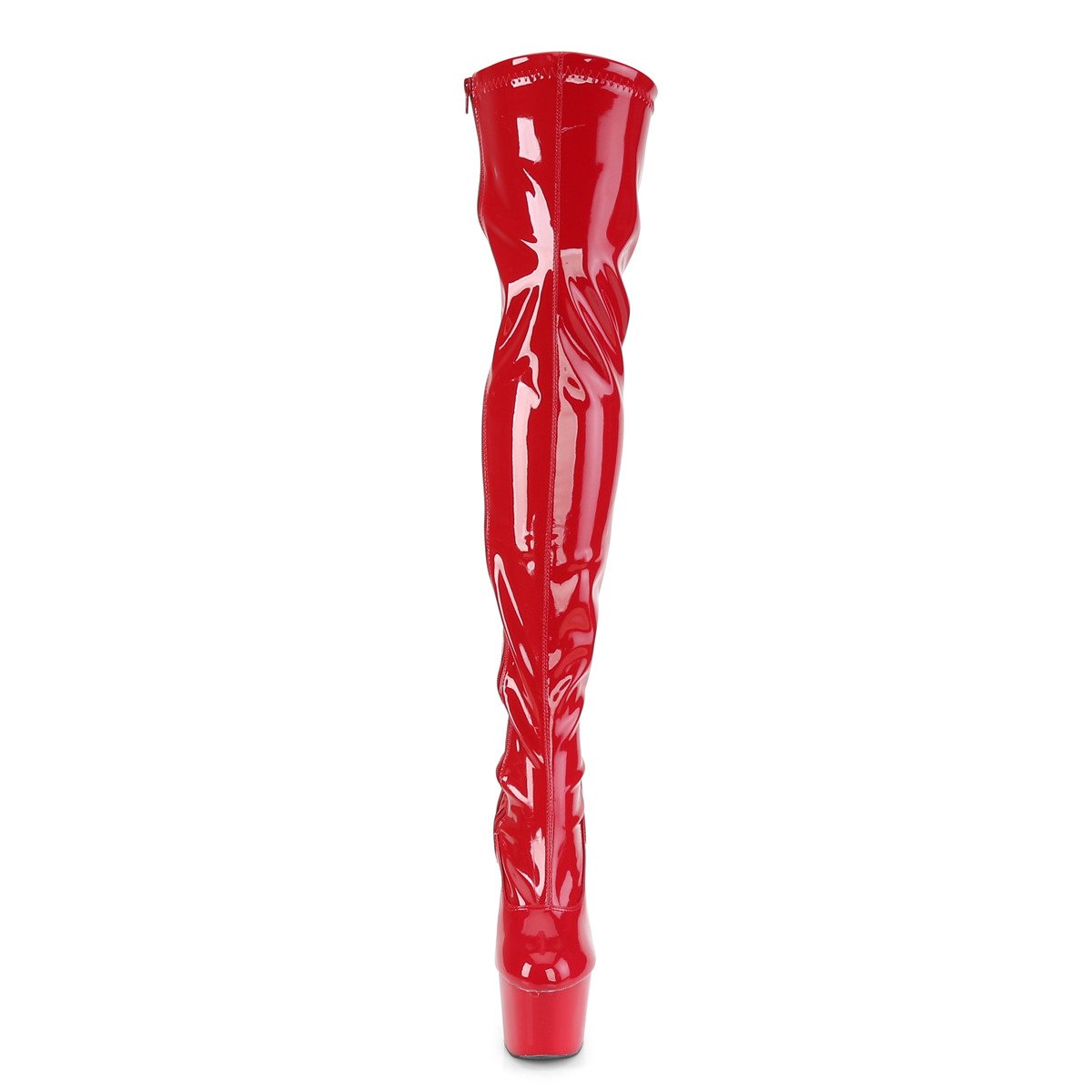 Pleaser Adore-3000 R/M - Shiny Red High-Platform Thigh High Boots