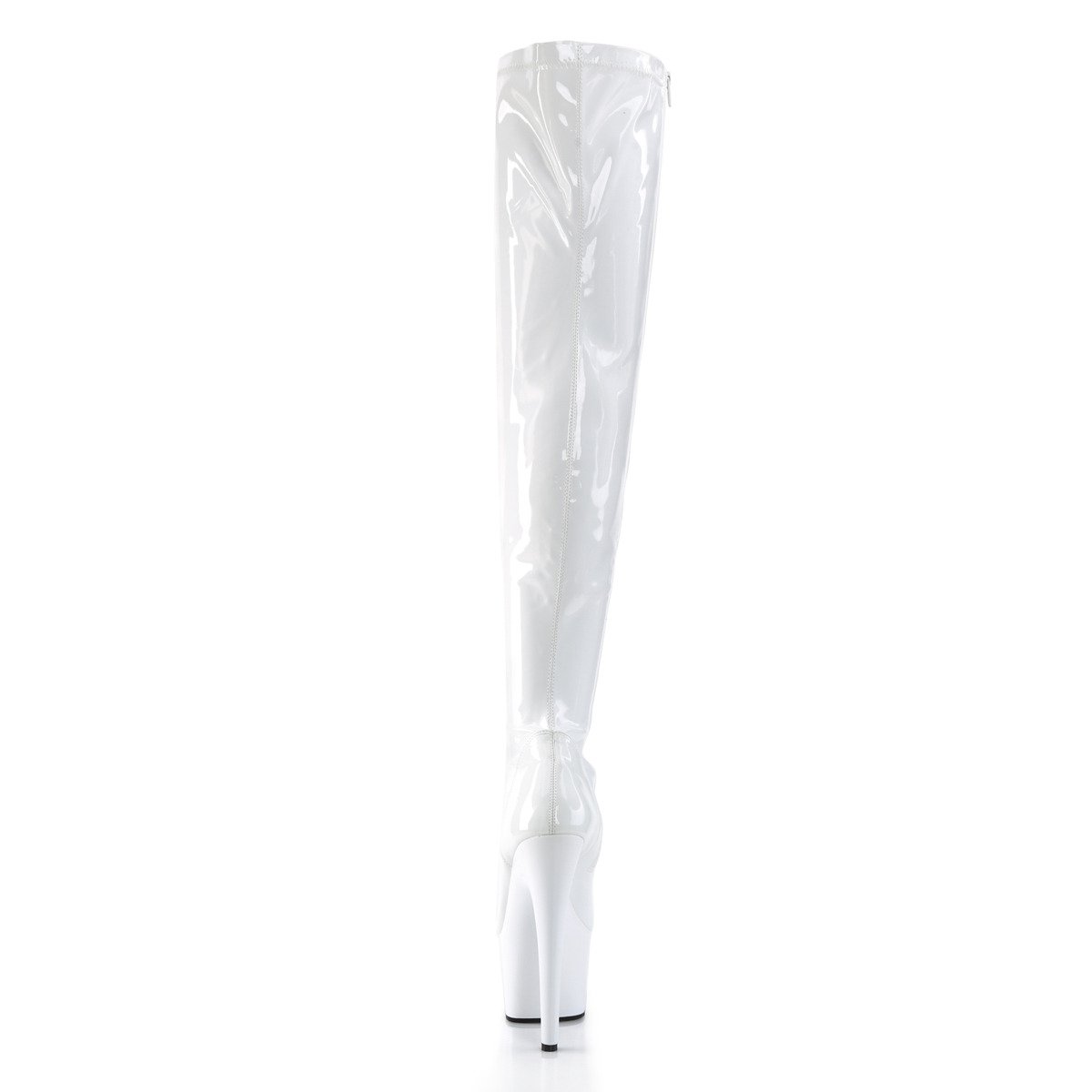 Pleaser Adore-3000 W/M - Shiny White High-Platform Thigh High Boots
