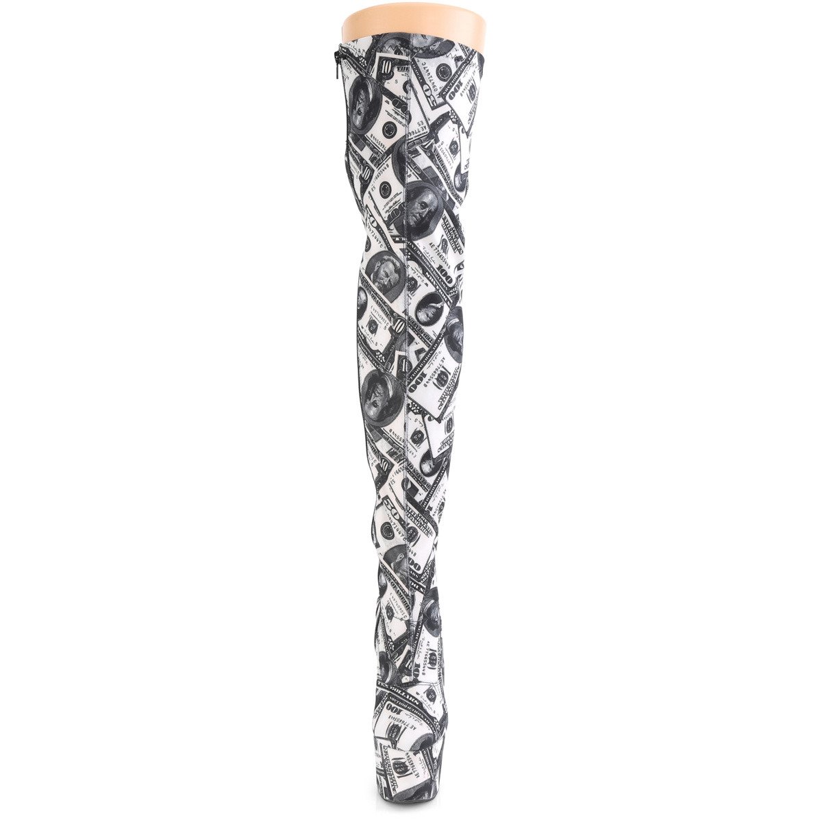 Pleaser Adore-3000DP W-BFA/M - White High-Platform Thigh High Boots
