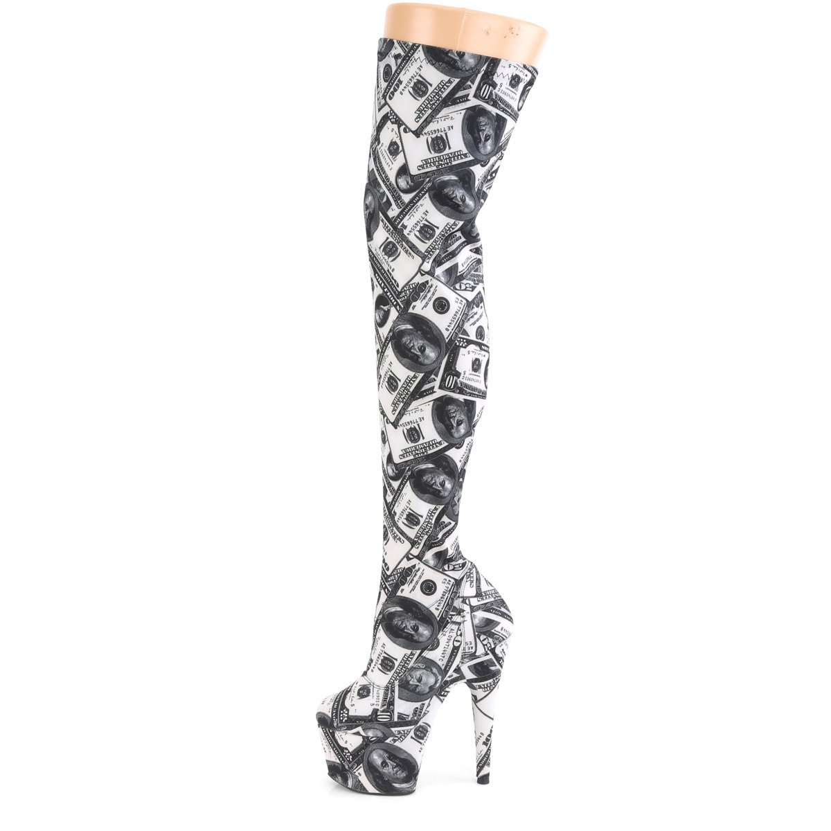 Pleaser Adore-3000DP W-BFA/M - White High-Platform Thigh High Boots