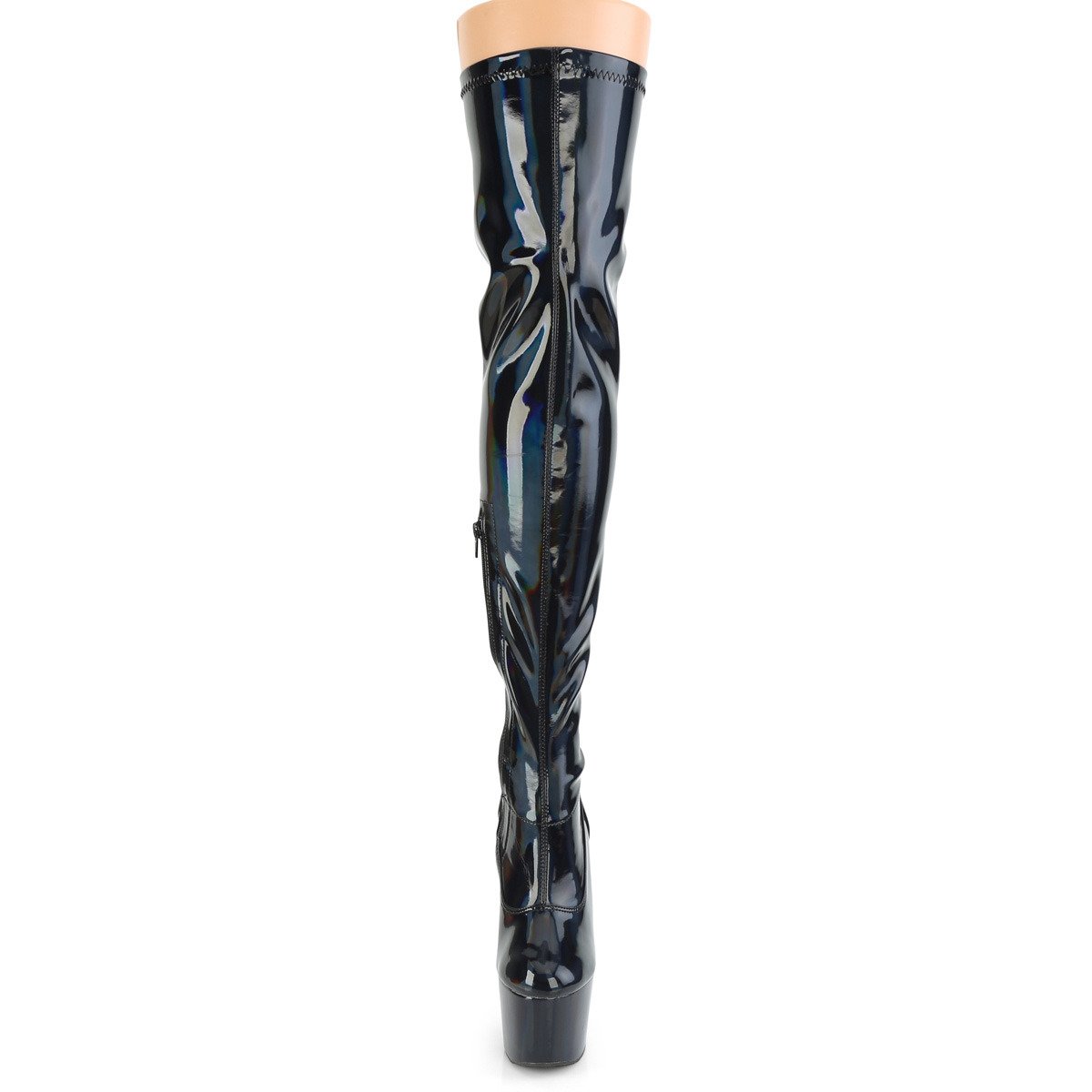 Pleaser Adore-3000HWR BHG/M - Shiny Black High-Platform Thigh High Boots