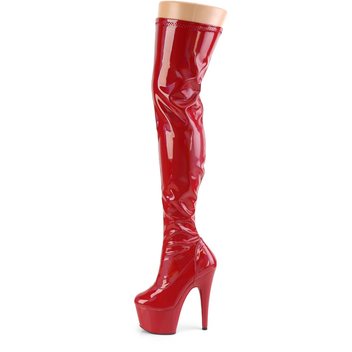Pleaser Adore-3000HWR RHG/M - Shiny Red High-Platform Thigh High Boots