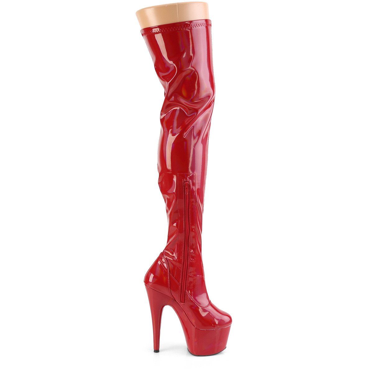 Pleaser Adore-3000HWR RHG/M - Shiny Red High-Platform Thigh High Boots