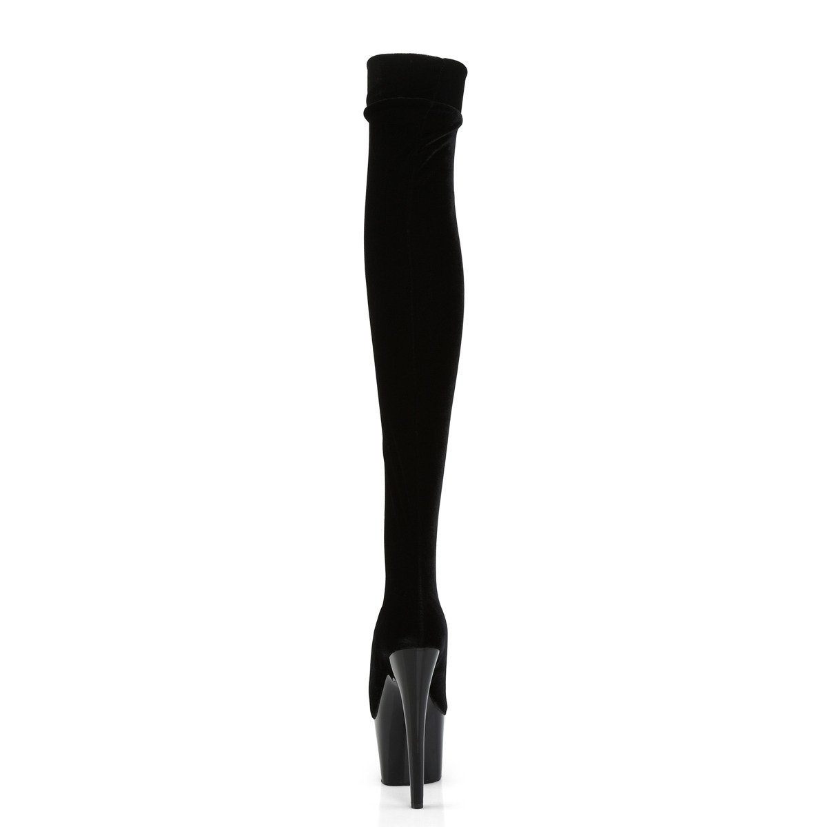 Pleaser Adore-3002 B/VEL - Black High-Platform Thigh High Boots