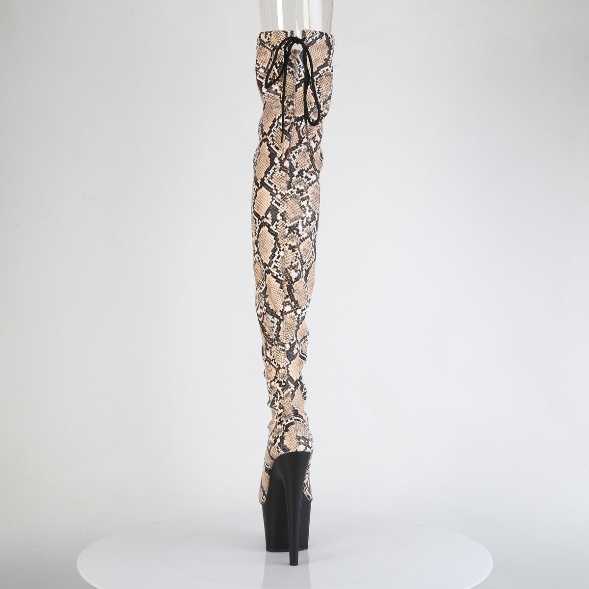 Pleaser Adore-3008SP-BT T-BN/B - Beige High-Platform Thigh High Boots