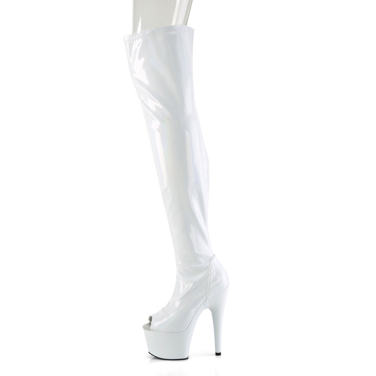 Pleaser Adore-3011HWR WHG/M - Shiny White High-Platform Peep Toe Boots