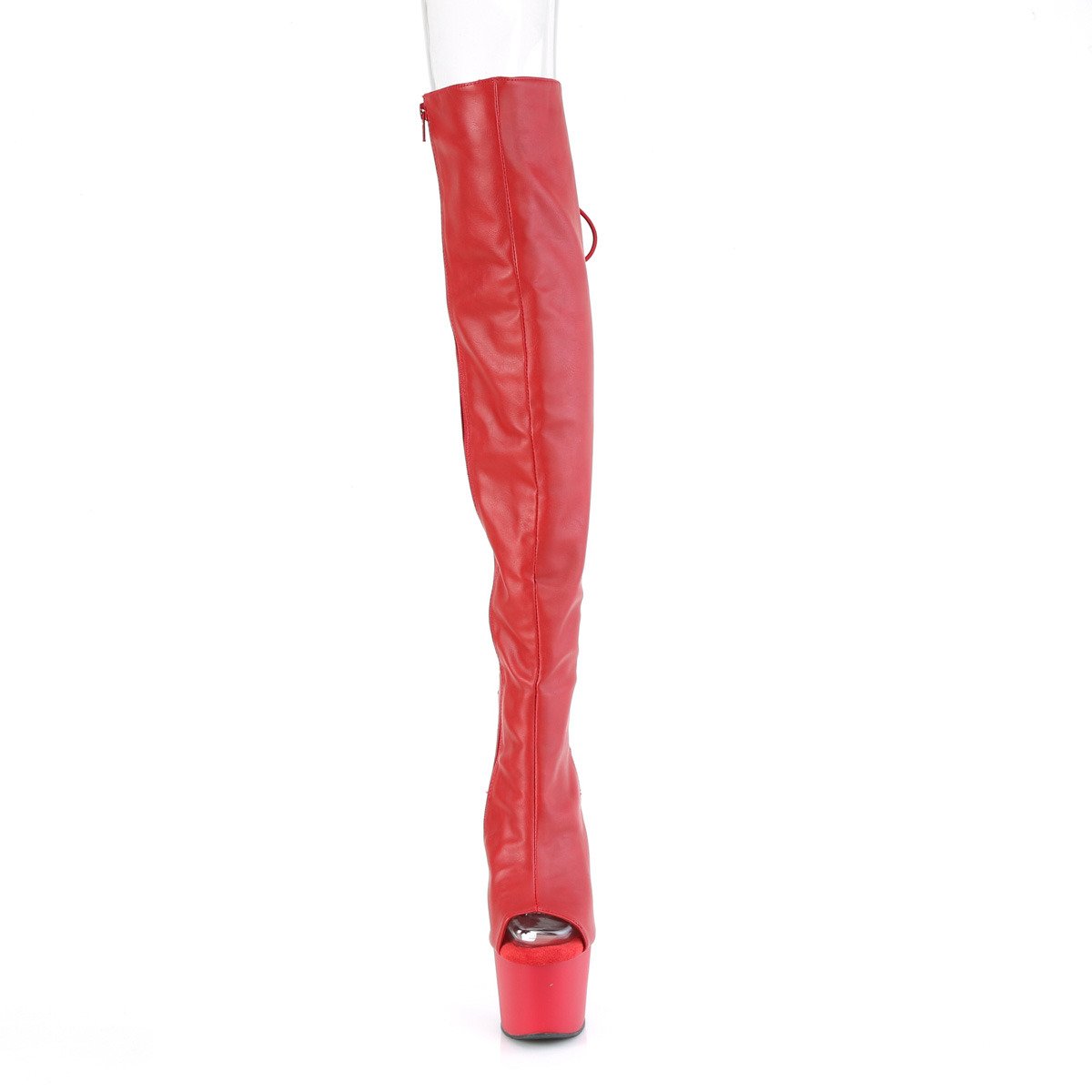 Pleaser Adore-3019 RPU/M - Red High-Platform Thigh High Boots