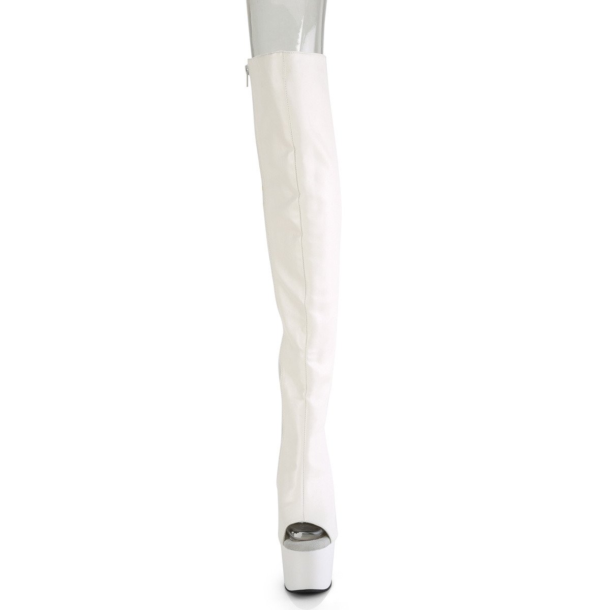 Pleaser Adore-3019 WPU/M - White High-Platform Thigh High Boots