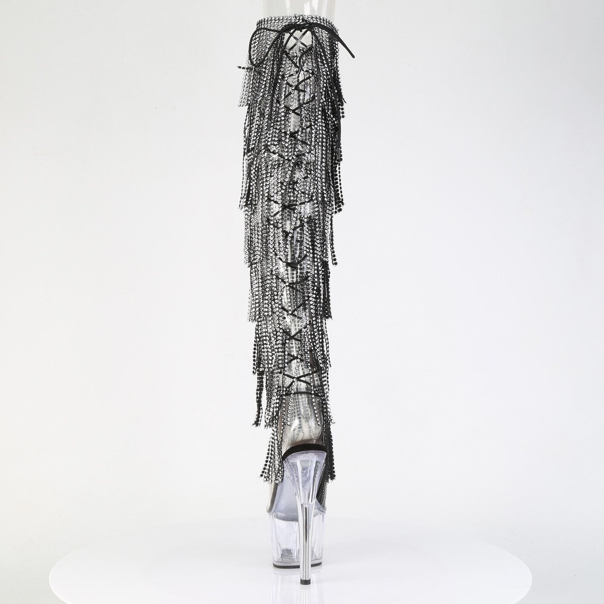 Pleaser Adore-3019C-RSF C-B/C - Black High-Platform Peep Toe Boots