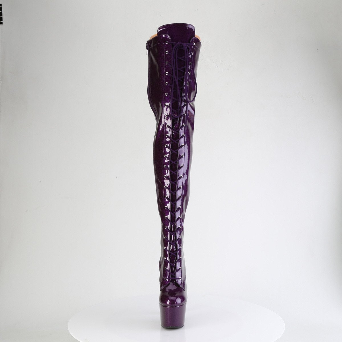 Pleaser Adore-3020GP PPG/M - Shiny Violet High-Platform Thigh High Boots