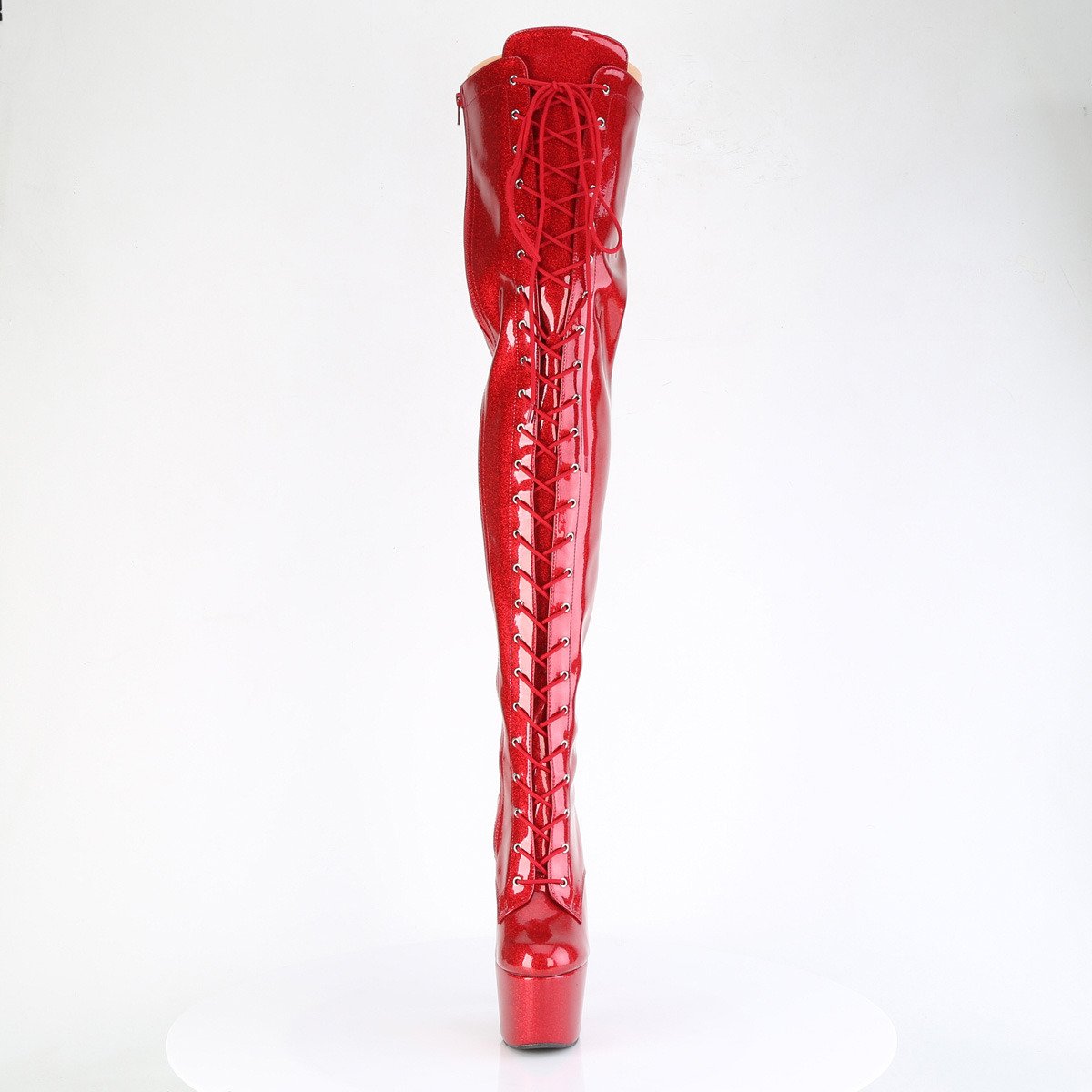 Pleaser Adore-3020GP RG/M - Shiny Red High-Platform Thigh High Boots