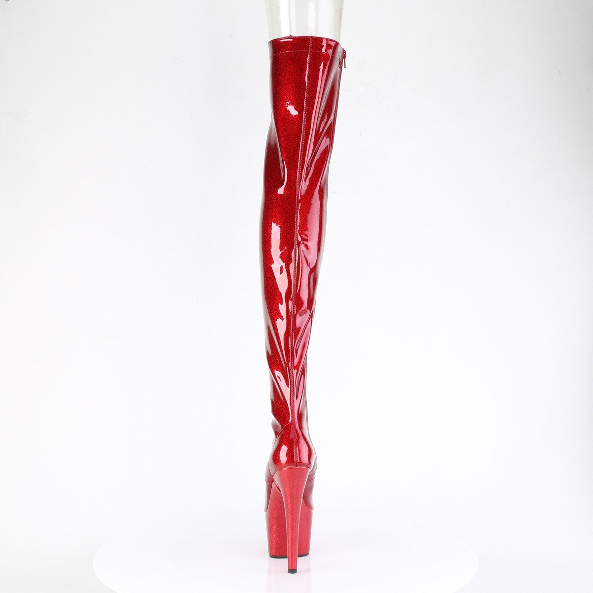 Pleaser Adore-3021GP RG/M - Shiny Red High-Platform Thigh High Boots