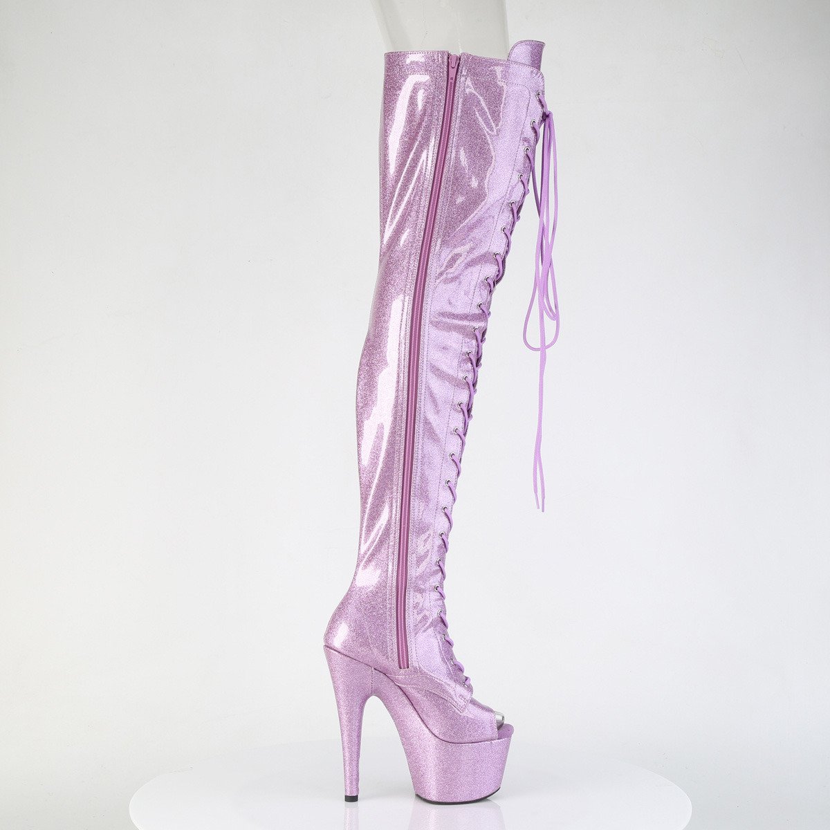 Pleaser Adore-3021GP LLG/M - Shiny Pink High-Platform Thigh High Boots
