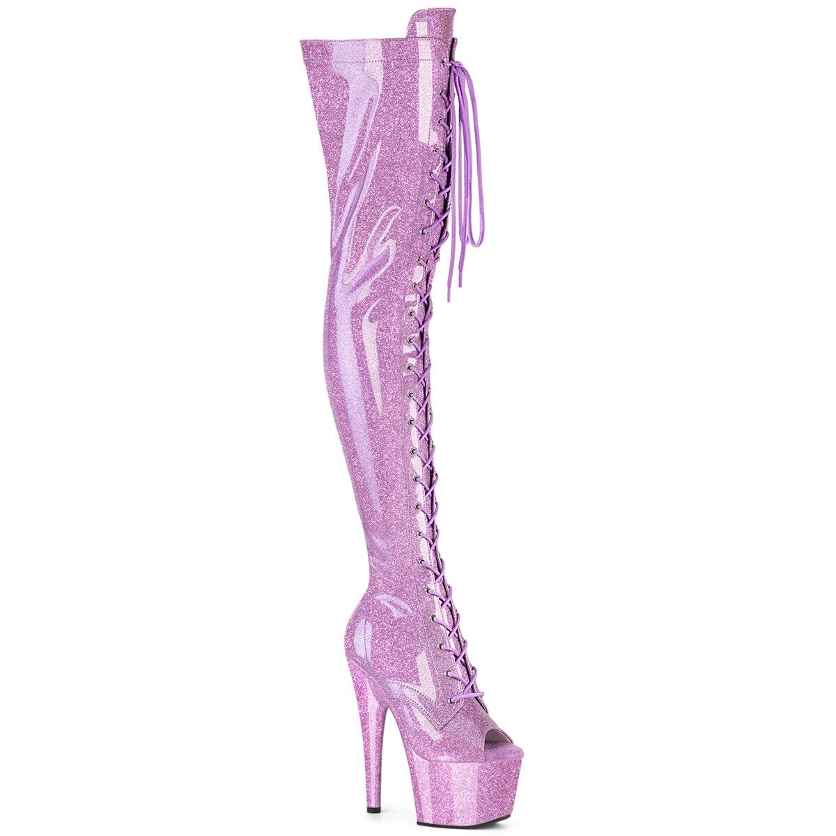 Pleaser Adore-3021GP LLG/M - Shiny Pink High-Platform Thigh High Boots