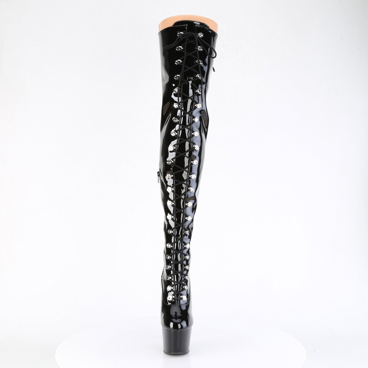 Pleaser Adore-3022 B/M - Shiny Black High-Platform Thigh High Boots