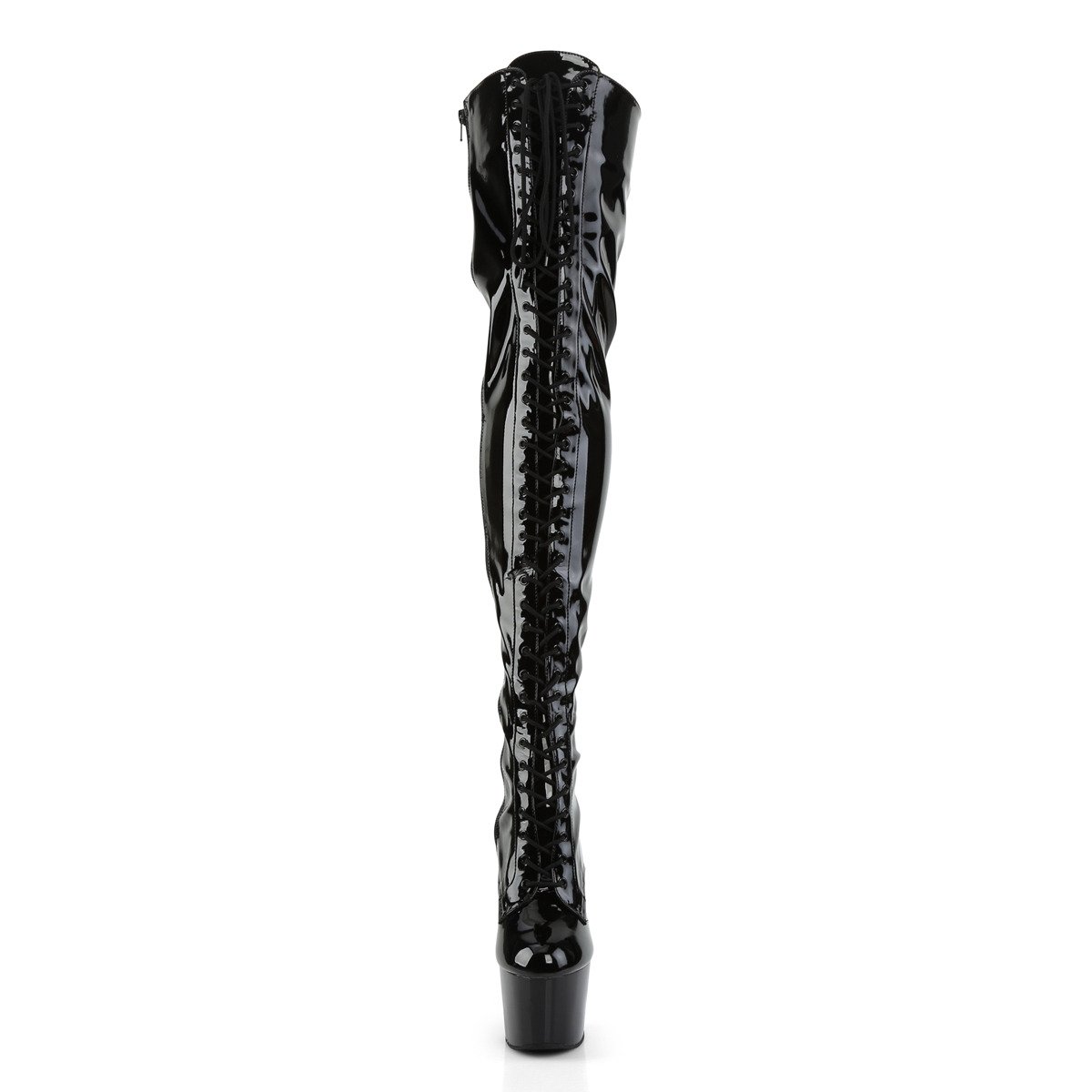 Pleaser Adore-3023 B/M - Shiny Black High-Platform Thigh High Boots