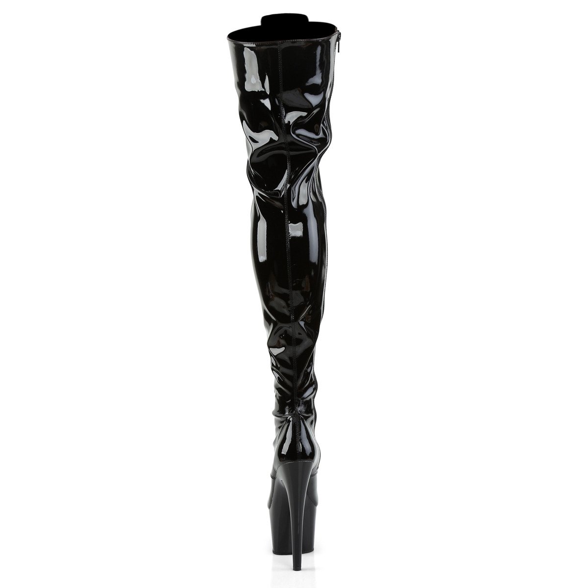 Pleaser Adore-3023 B/M - Shiny Black High-Platform Thigh High Boots