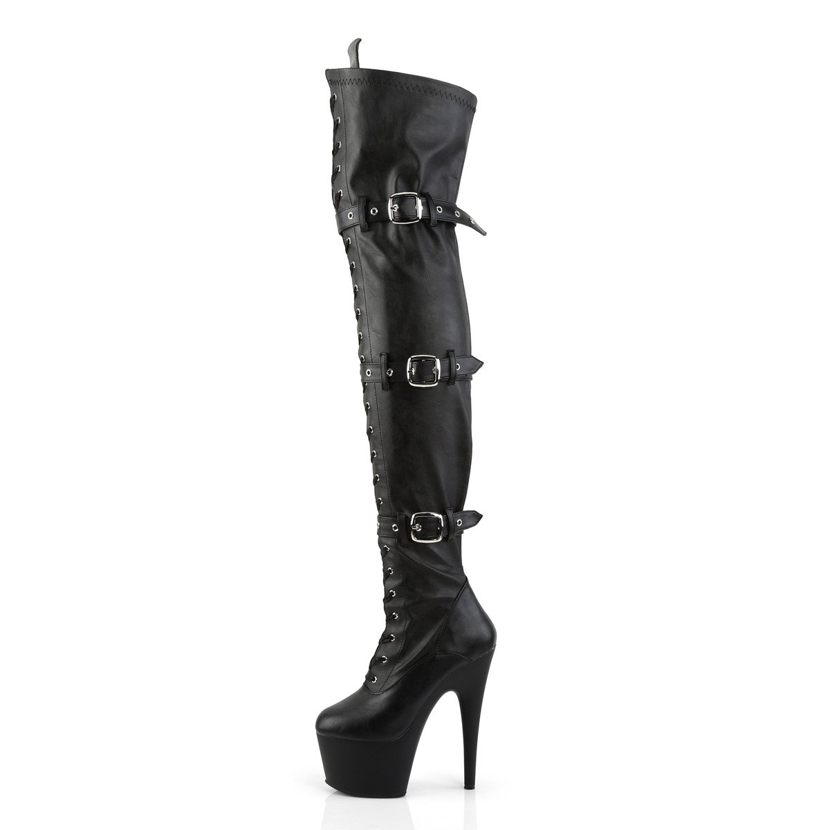 Pleaser Adore-3028 BPU/M - Black High-Platform Thigh High Boots