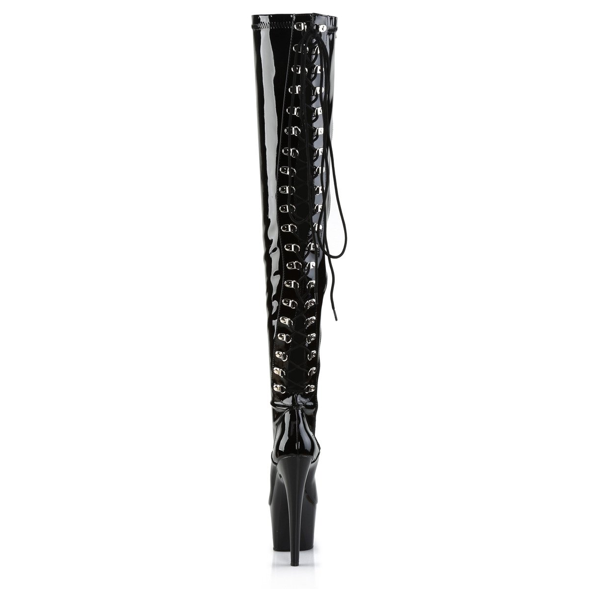 Pleaser Adore-3063 B/M - Shiny Black High-Platform Thigh High Boots