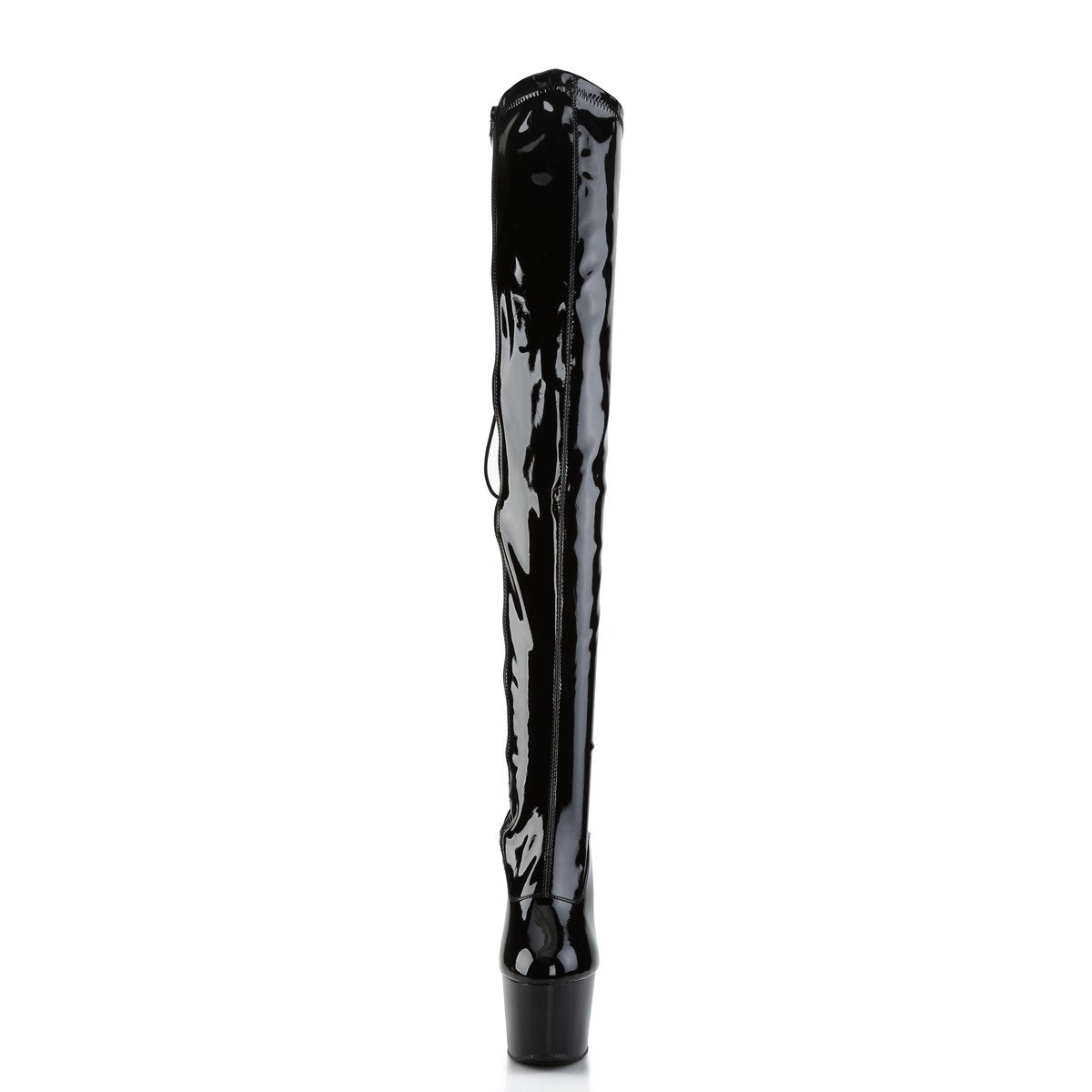 Pleaser Adore-3063 B/M - Shiny Black High-Platform Thigh High Boots