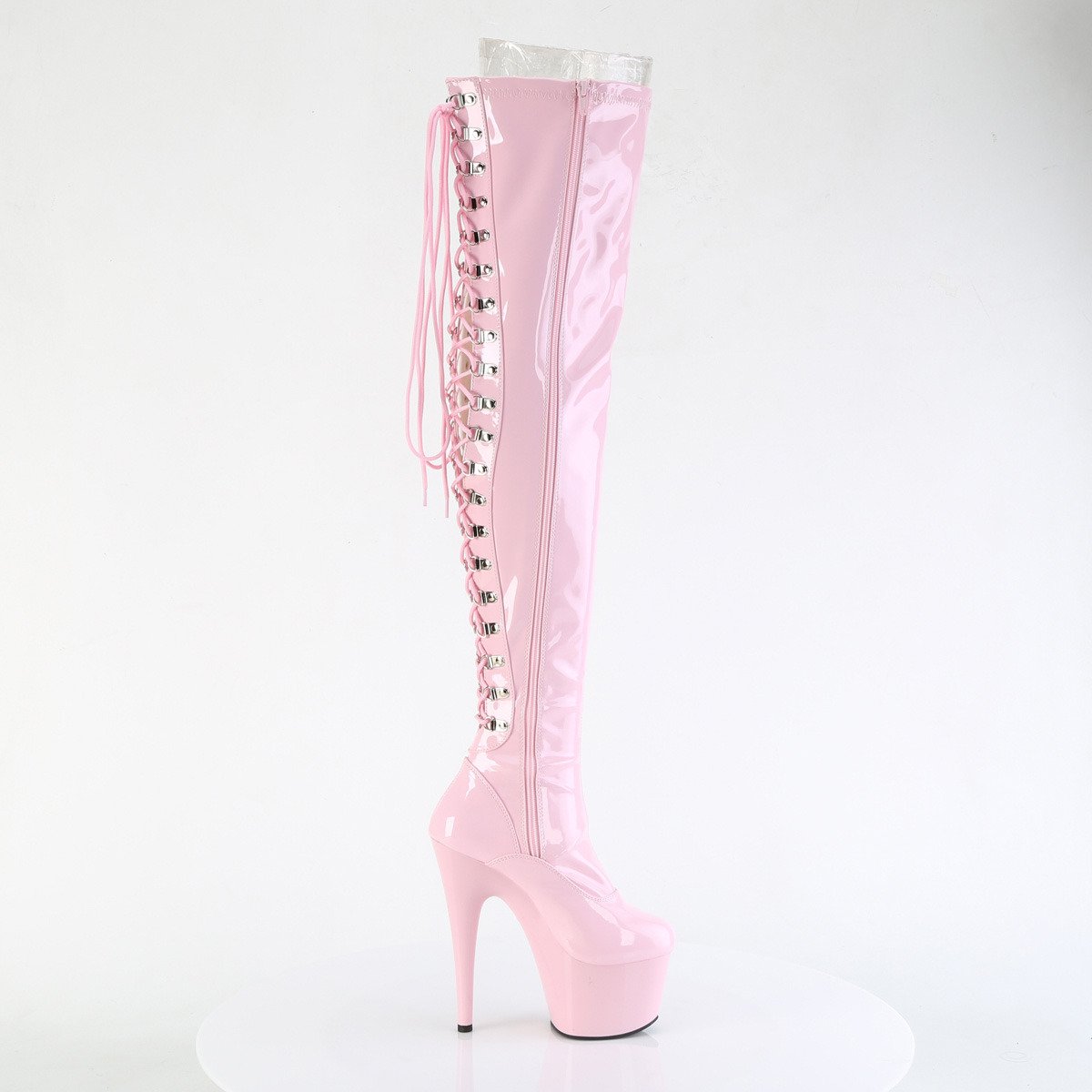 Pleaser Adore-3063 BP/M - Shiny Pink High-Platform Thigh High Boots