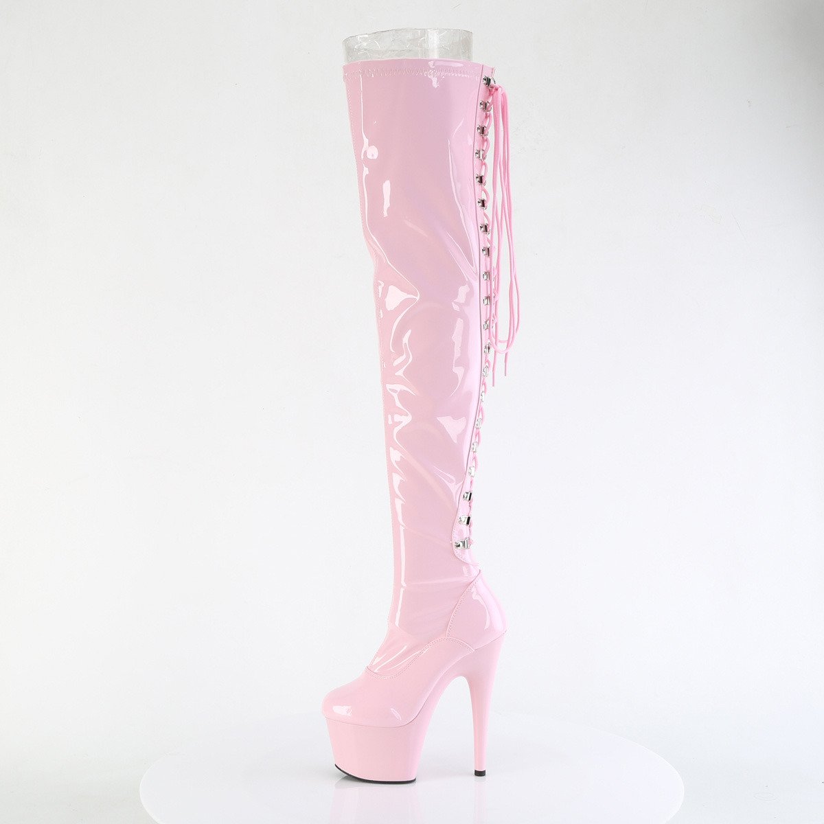 Pleaser Adore-3063 BP/M - Shiny Pink High-Platform Thigh High Boots