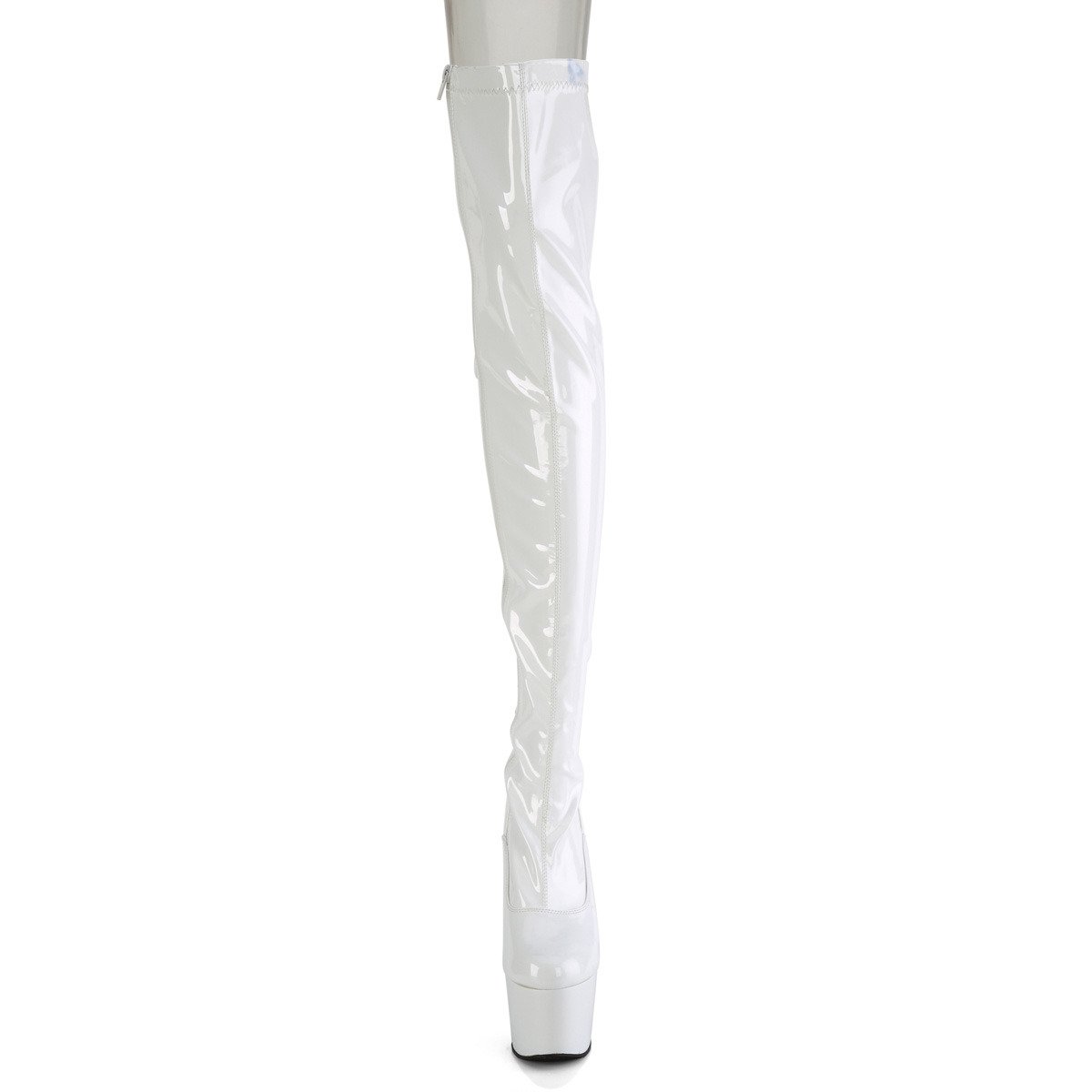 Pleaser Adore-3063 W/M - Shiny White High-Platform Thigh High Boots