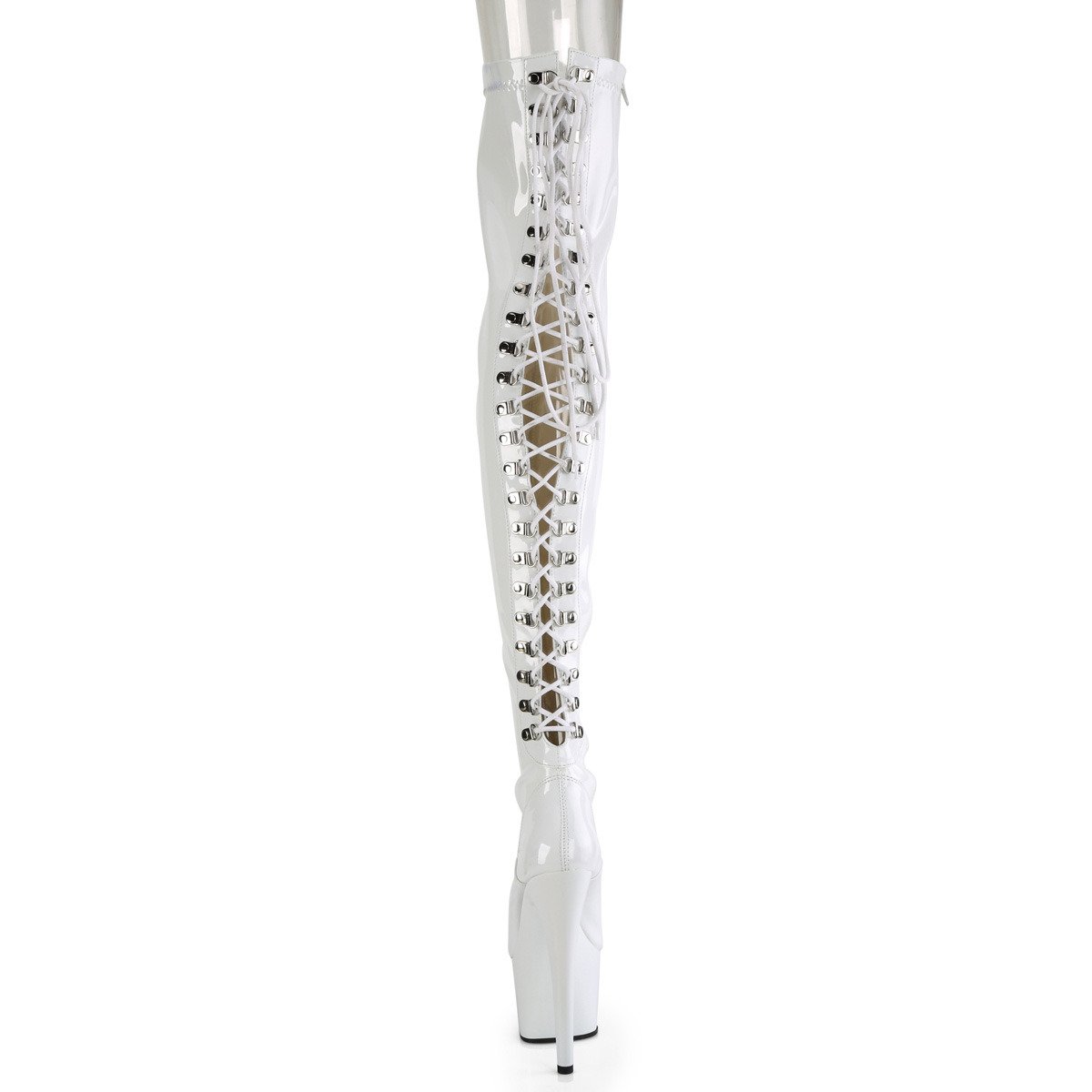 Pleaser Adore-3063 W/M - Shiny White High-Platform Thigh High Boots