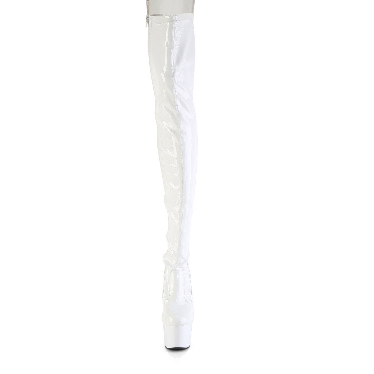 Pleaser Adore-3850 W/M - Shiny White High-Platform Thigh High Boots