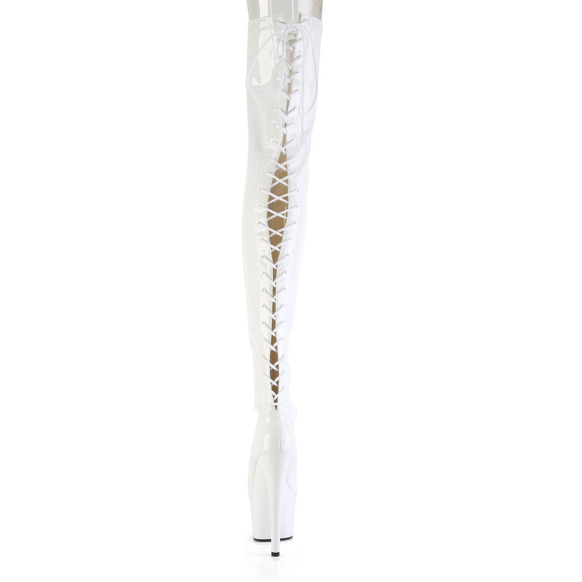 Pleaser Adore-3850 W/M - Shiny White High-Platform Thigh High Boots