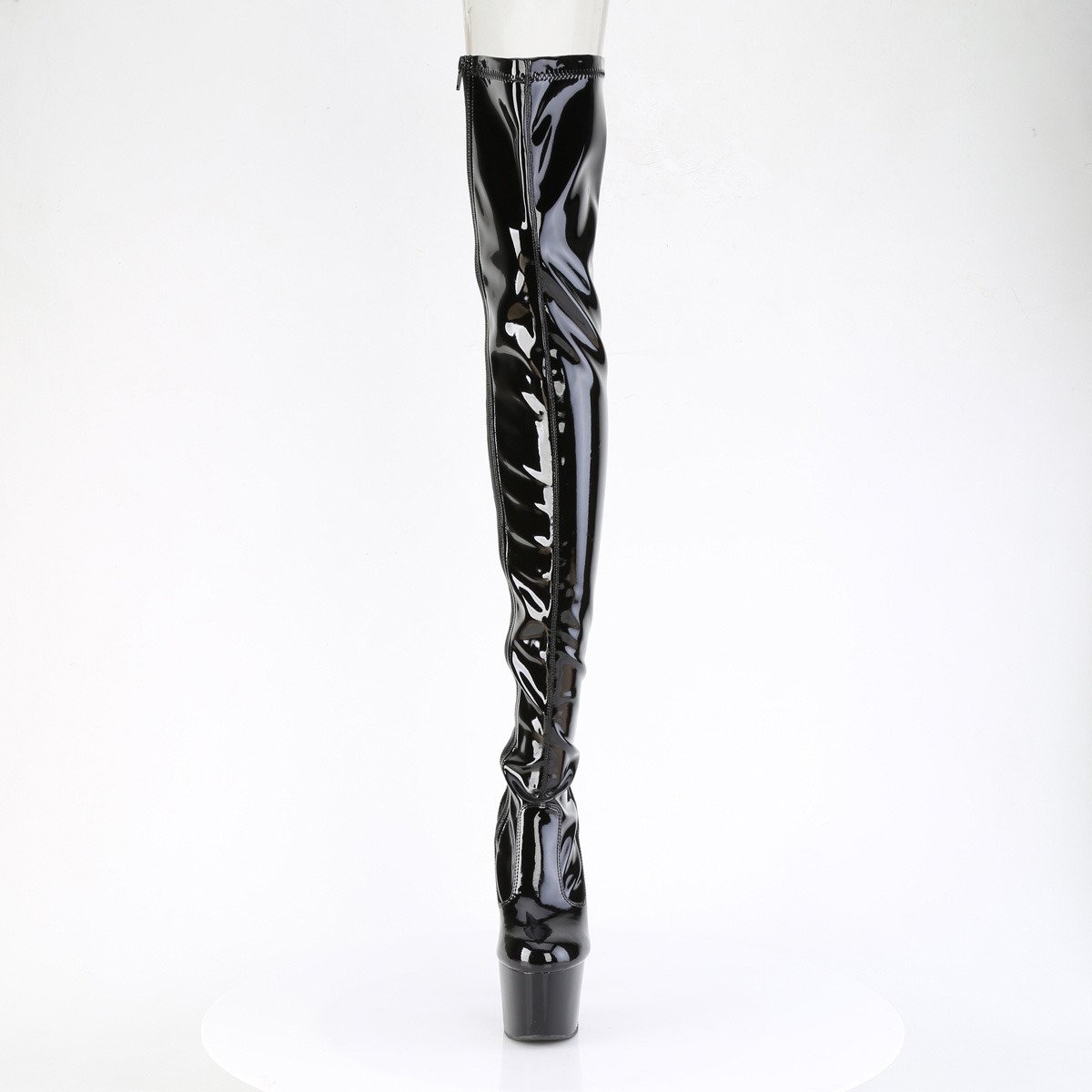 Pleaser Adore-3850 B/M - Shiny Black High-Platform Thigh High Boots