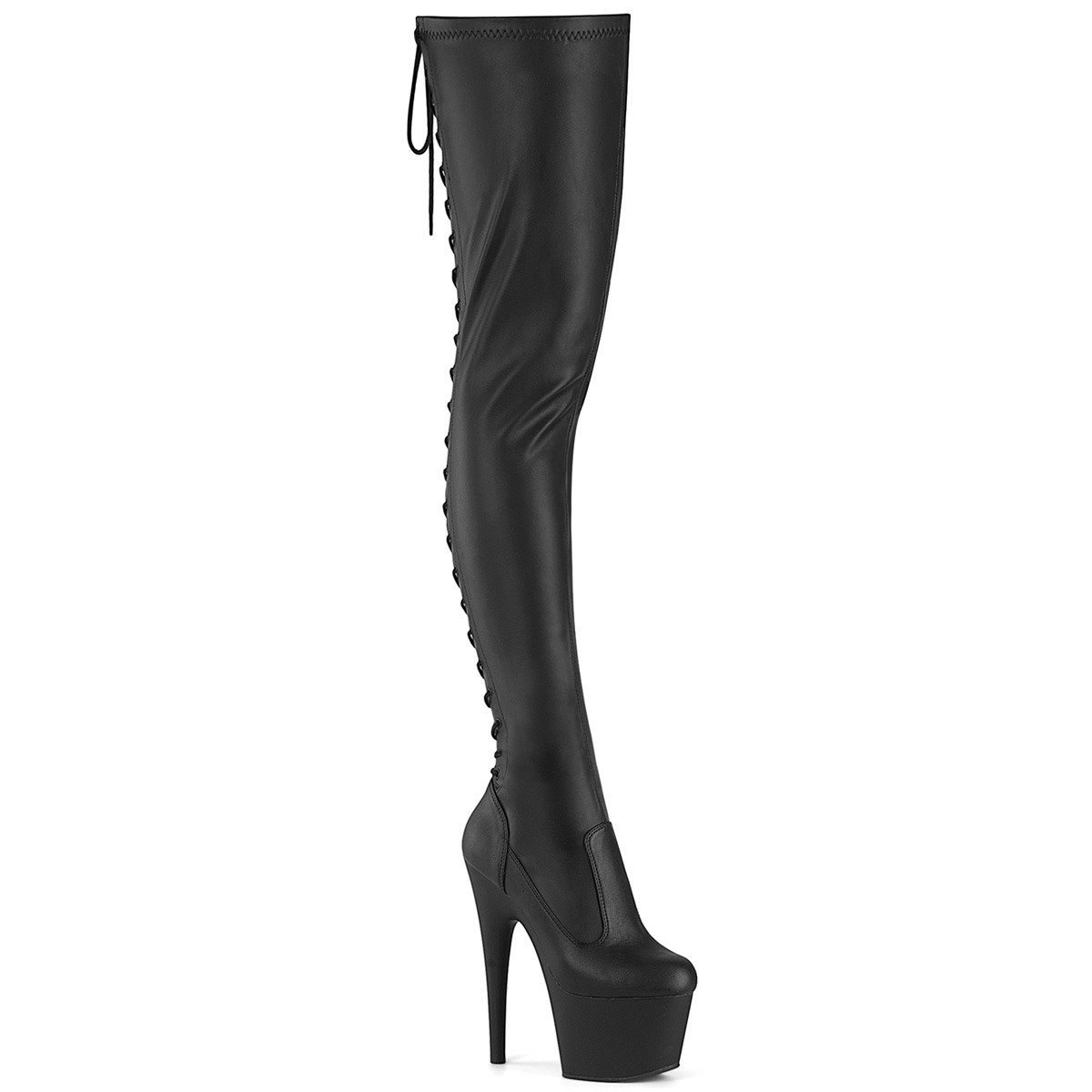 Pleaser Adore-3850 BPU/M - Shiny Black High-Platform Thigh High Boots