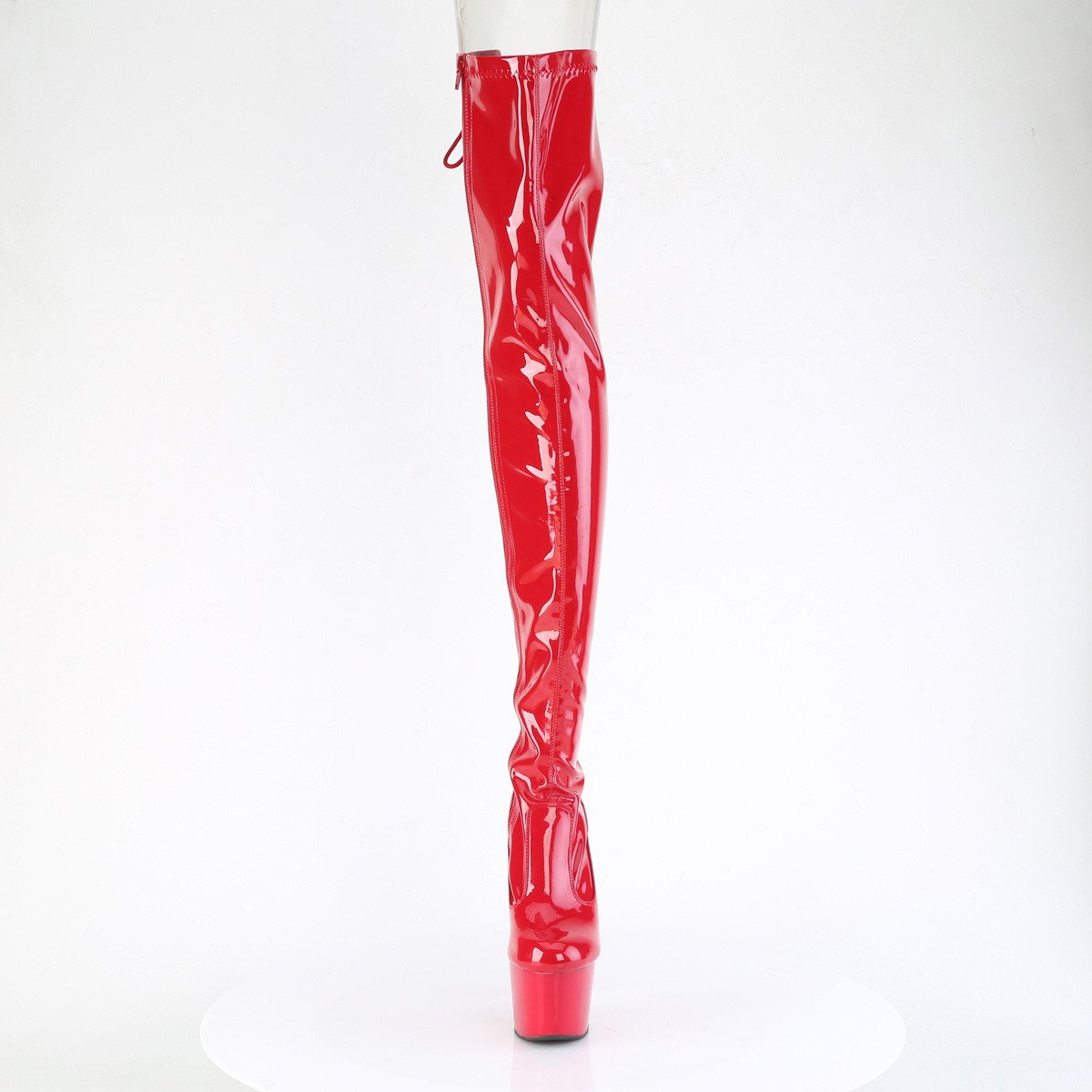 Pleaser Adore-3850 R/M - Shiny Red High-Platform Thigh High Boots