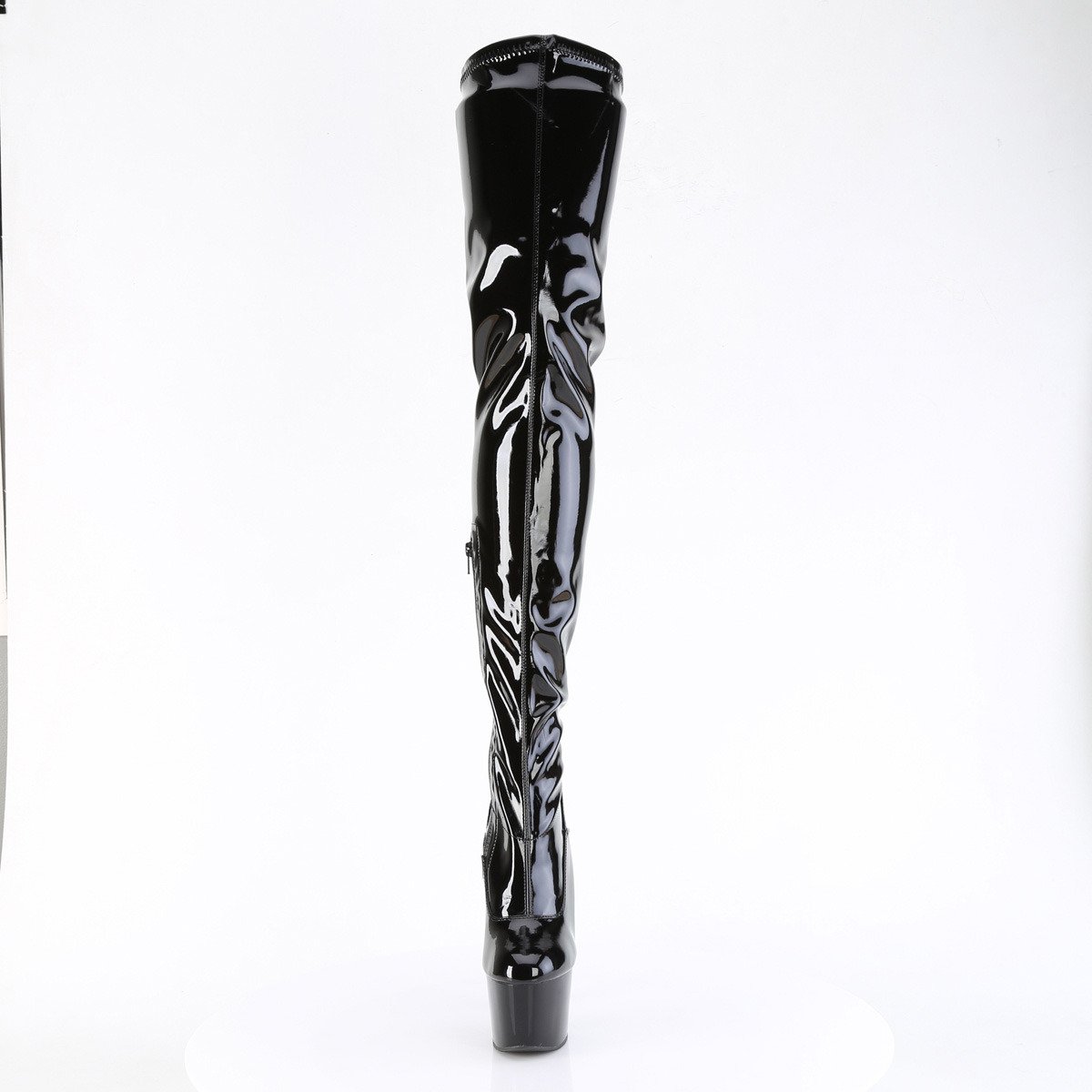 Pleaser Adore-4000 B/M - Shiny Black High-Platform Thigh High Boots