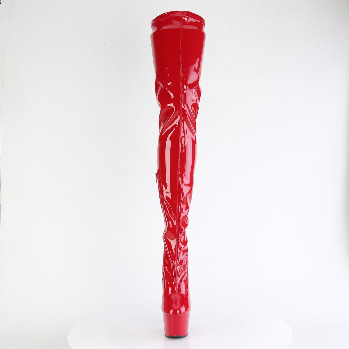 Pleaser Adore-4000 R/M - Shiny Red High-Platform Thigh High Boots