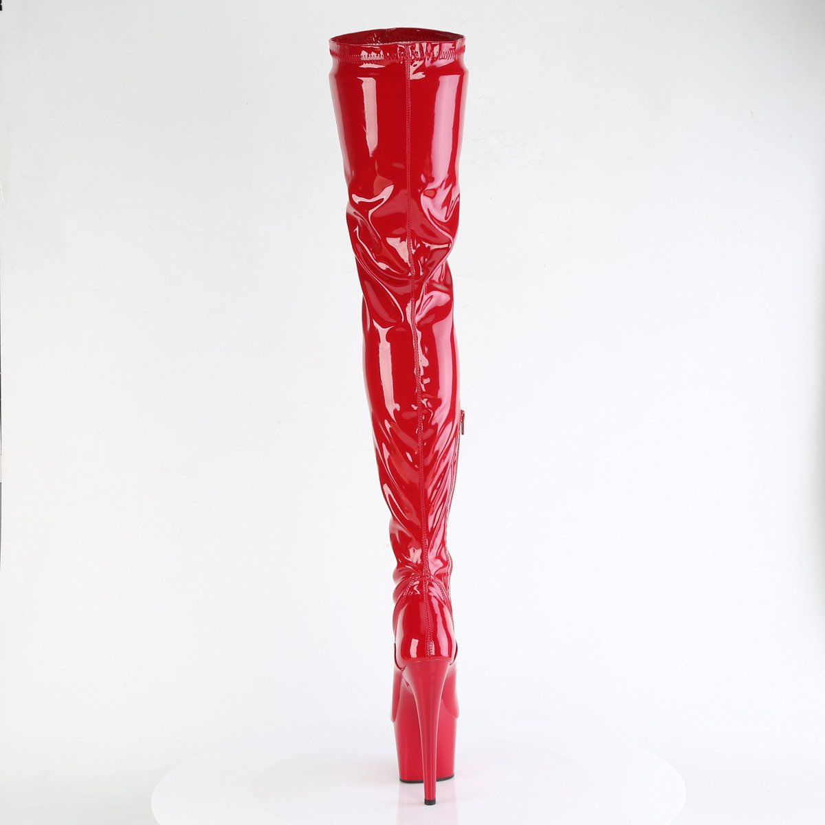 Pleaser Adore-4000 R/M - Shiny Red High-Platform Thigh High Boots